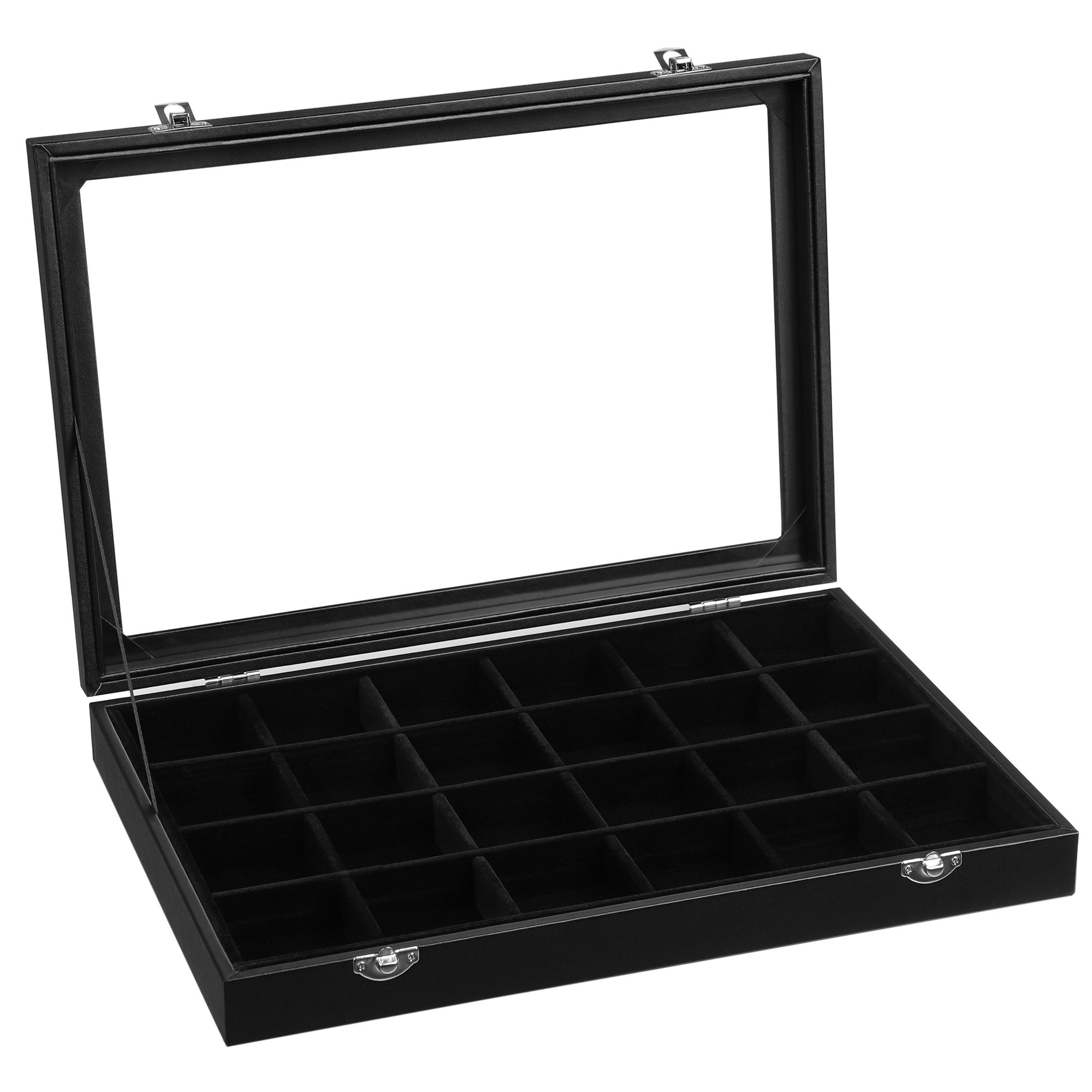 Songmics JDS303 Portagioie Nero 24 Scomparti con Vetro