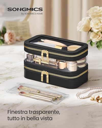 Songmics JKA026B01 beauty case viaggio nero inchiostro con specchio