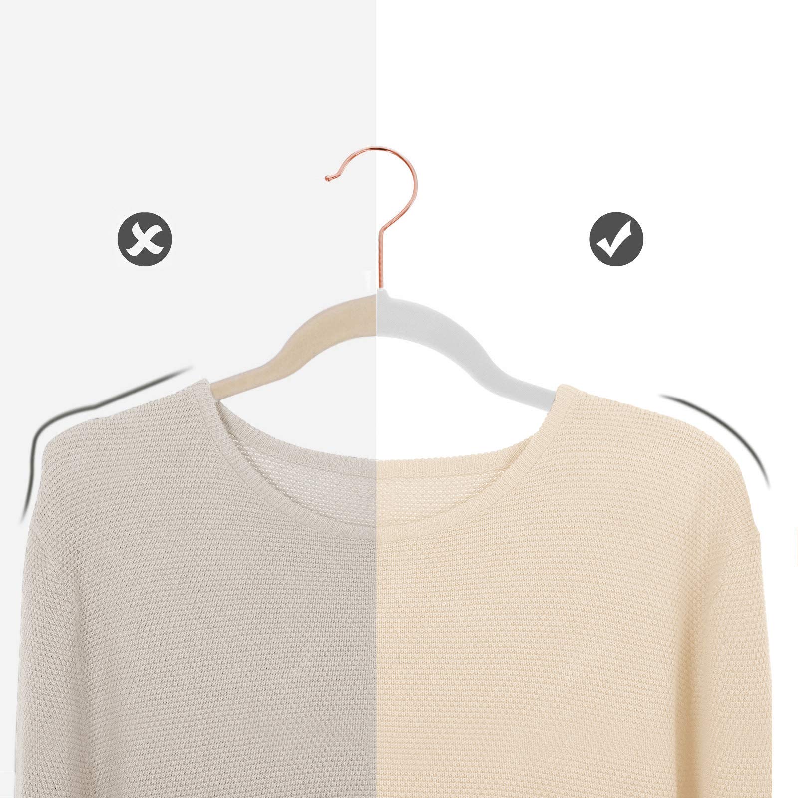Songmics CRF026W30 grucce velluto 30 pezzi bianco oro rosa