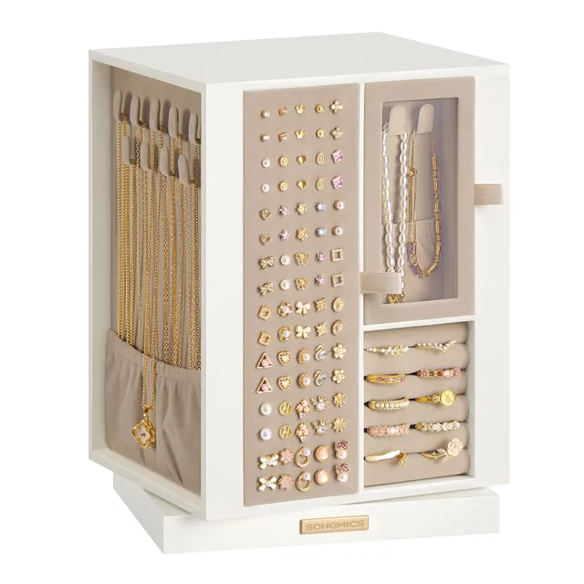 Songmics JBC211WD01 portagioie girevole bianco crema 4 cassetti