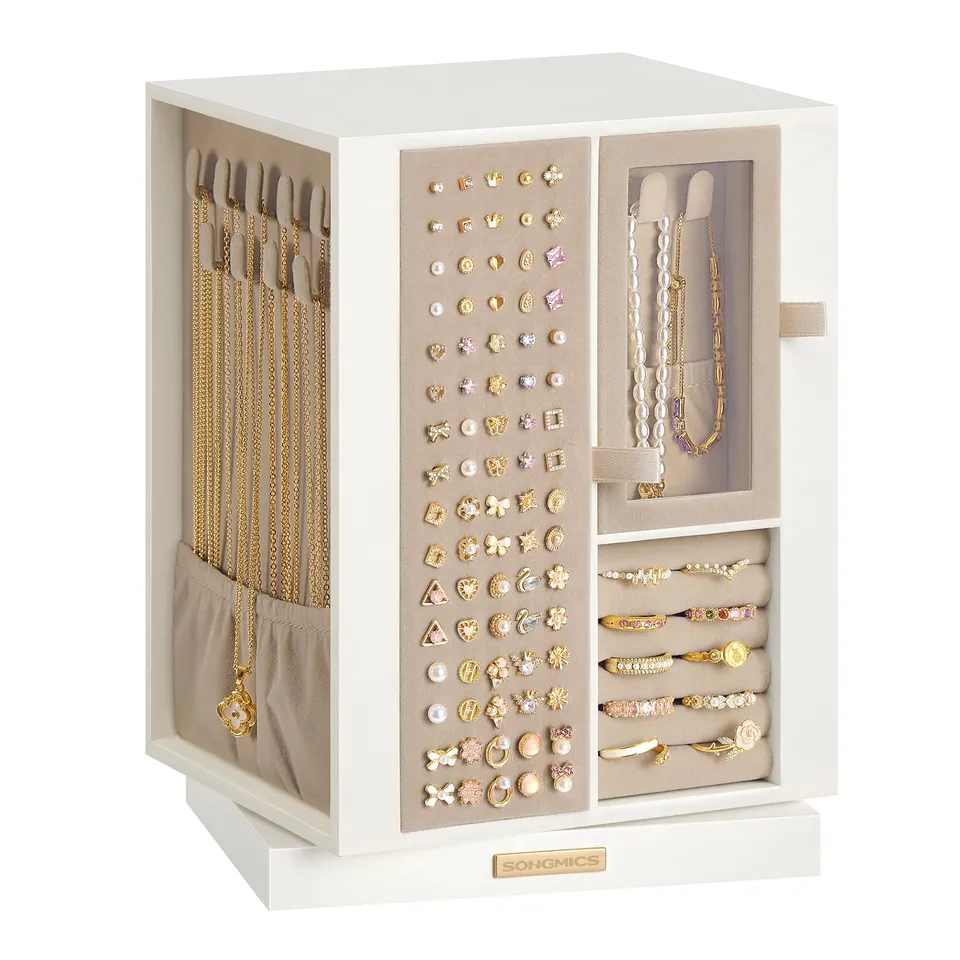 Songmics JBC211WD01 portagioie girevole bianco crema 4 cassetti