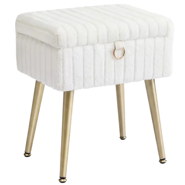 Songmics LOM505WZ02 pouf contenitore bianco crema imbottito