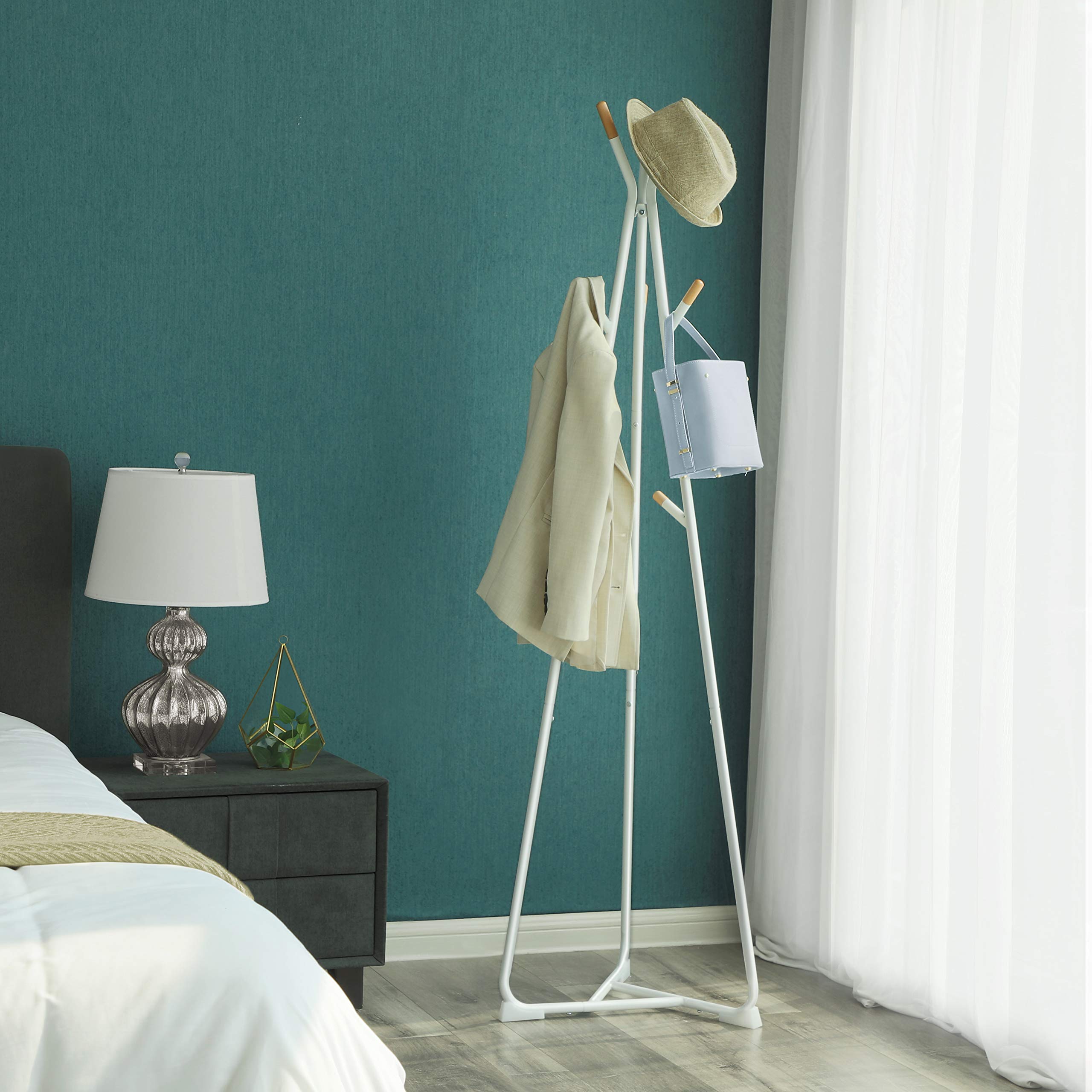 Songmics RCR15WY appendiabiti ad albero bianco 9 ganci legno