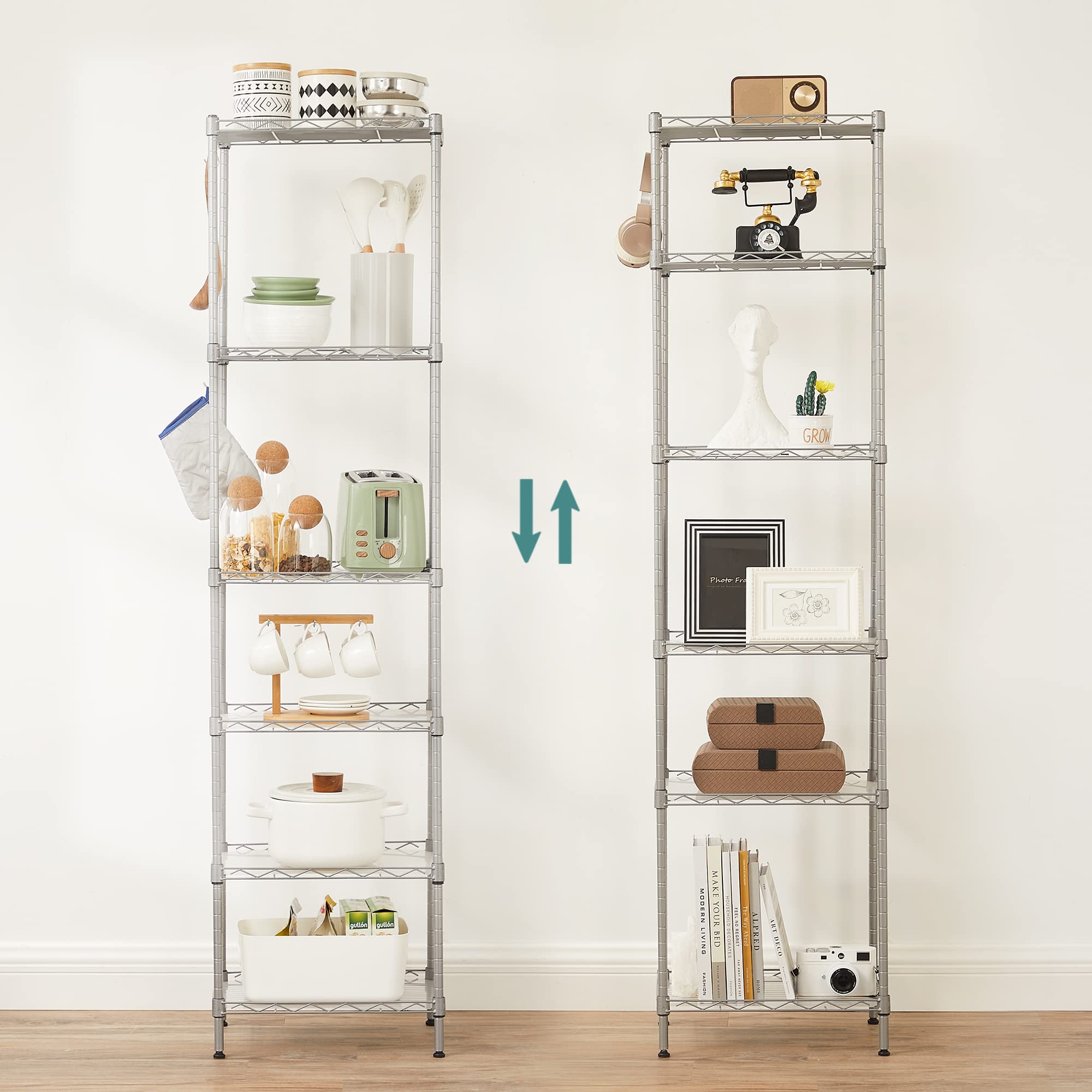 Songmics LGR116E01 scaffale metallo argento 6 ripiani 40x30