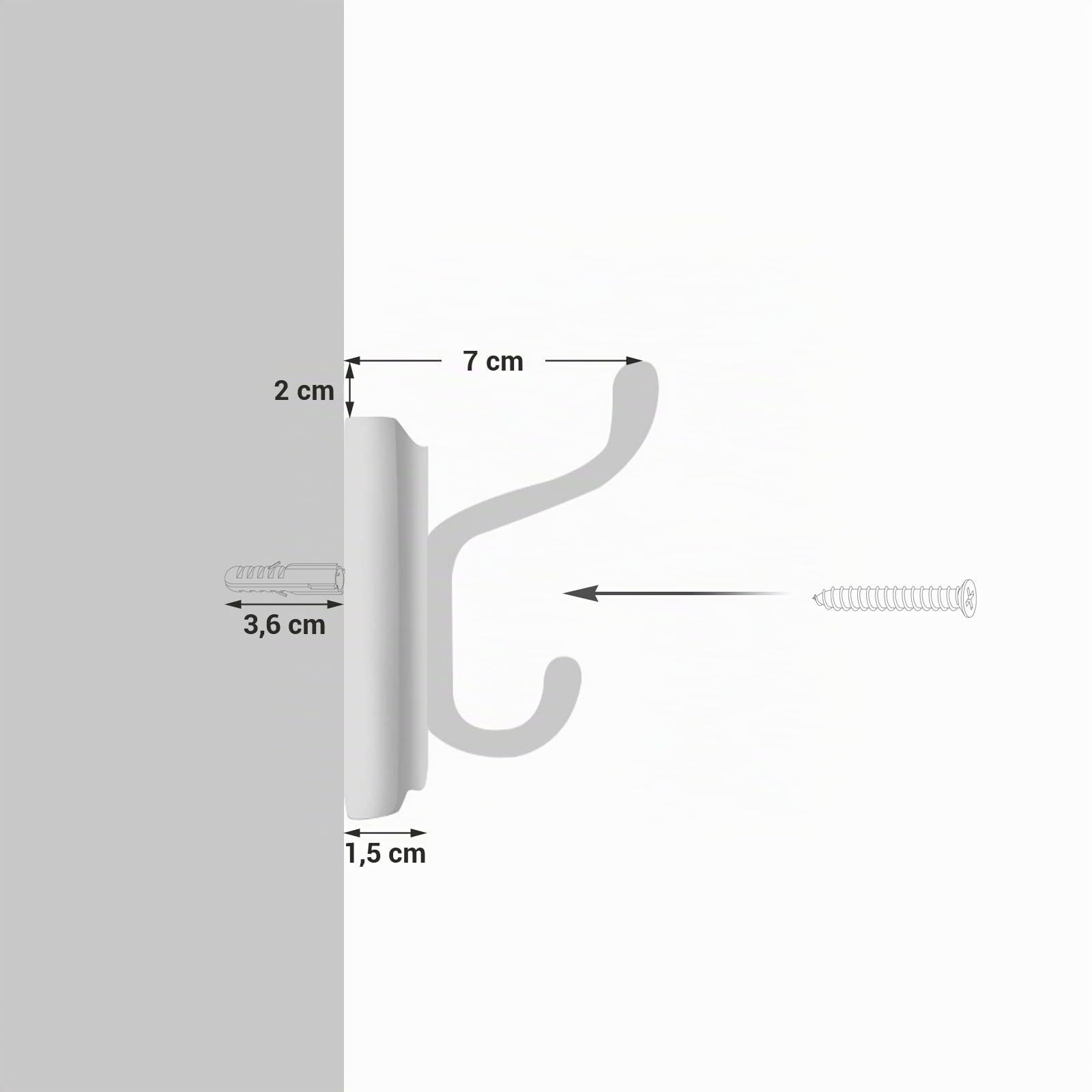 Songmics LHR23WT appendiabiti parete 4 ganci doppi bianco 40 cm