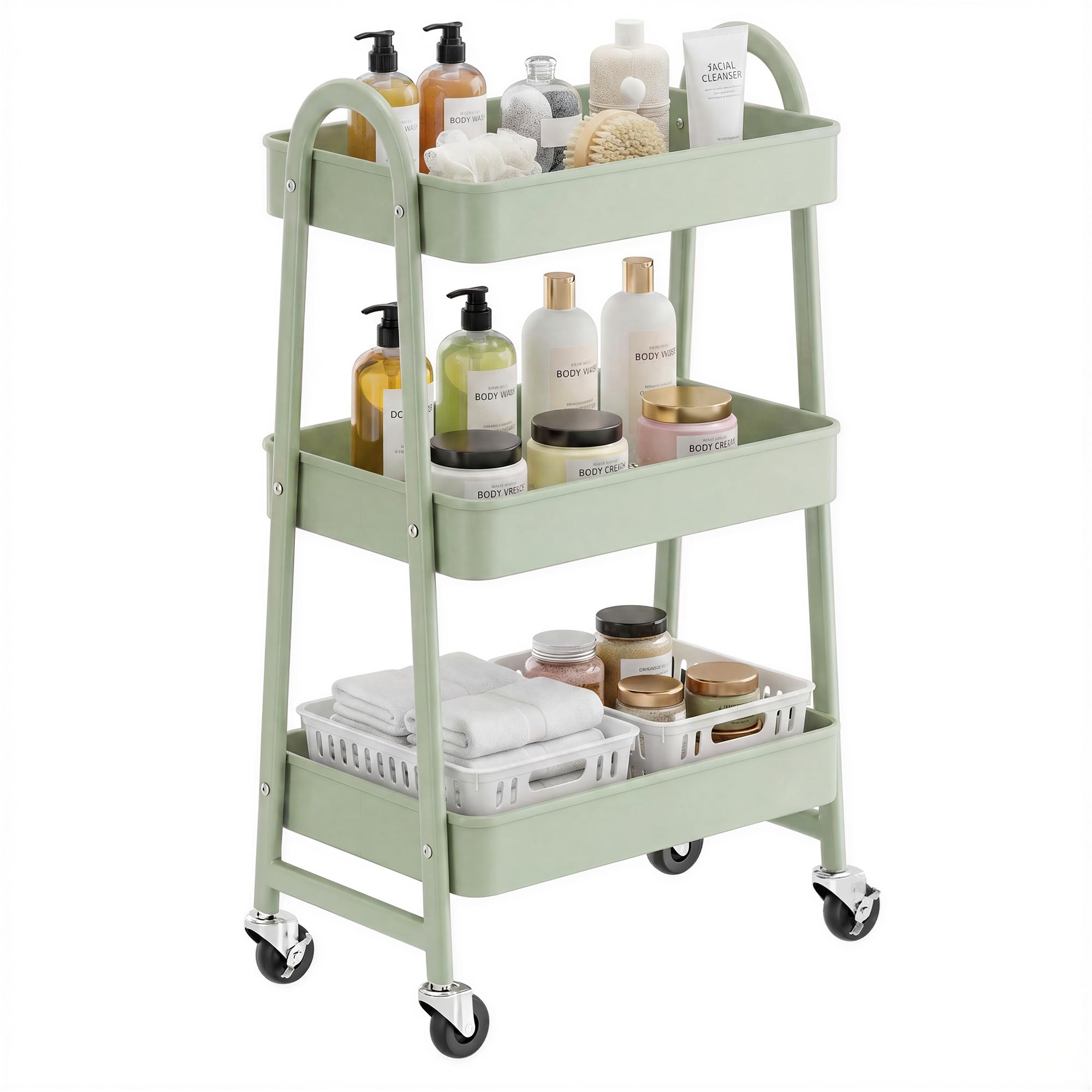 Songmics BSC068B01 Carrello Cucina Nero 3 Livelli con Ruote