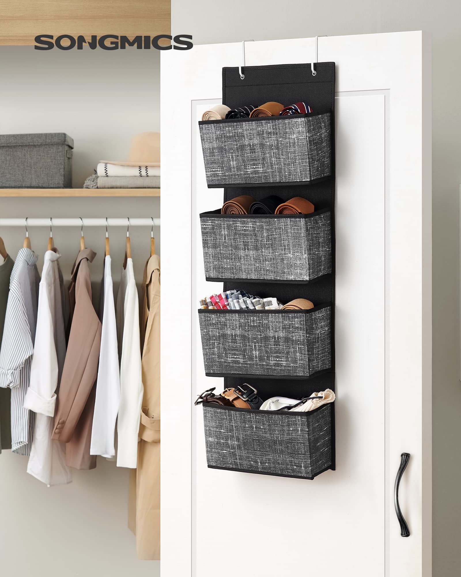 Songmics RDH004B11 Organizer Appeso 4 Ripiani Nero 100 cm