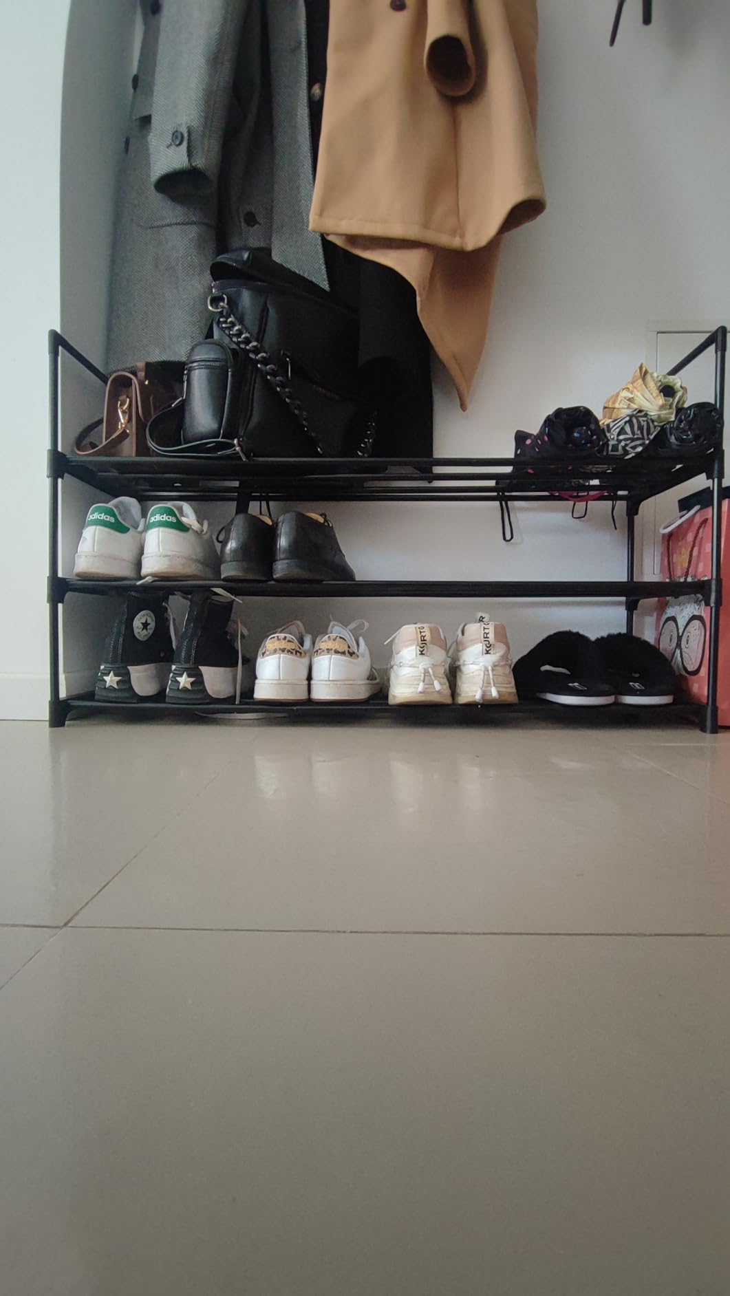 Songmics LSA303B02 scarpiera metallo nero 3 ripiani 16-20 paia