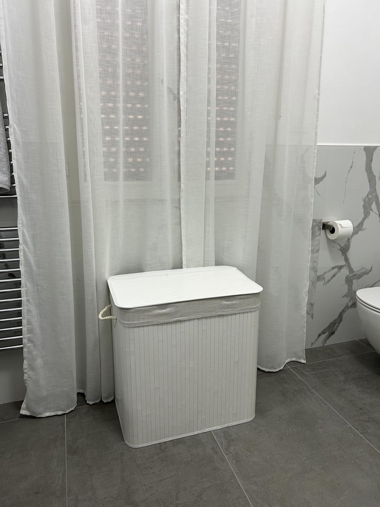 Songmics LCB091W01 cesto portabiancheria bambù bianco 150 L