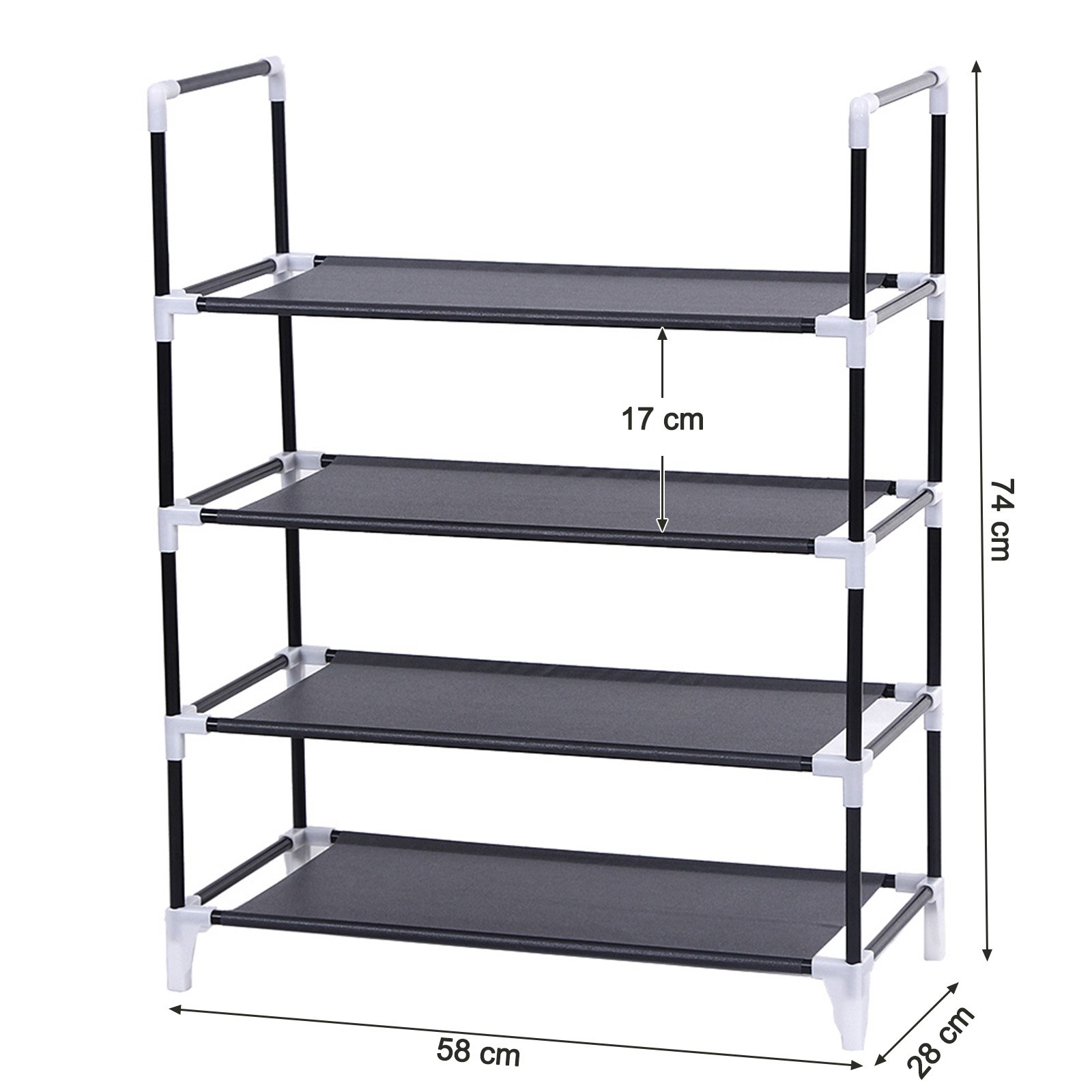 Songmics LSR04H scarpiera 4 ripiani tessuto nero 58x28x74