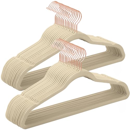 Songmics CRF026K30 grucce velluto beige 30 pezzi salvaspazio