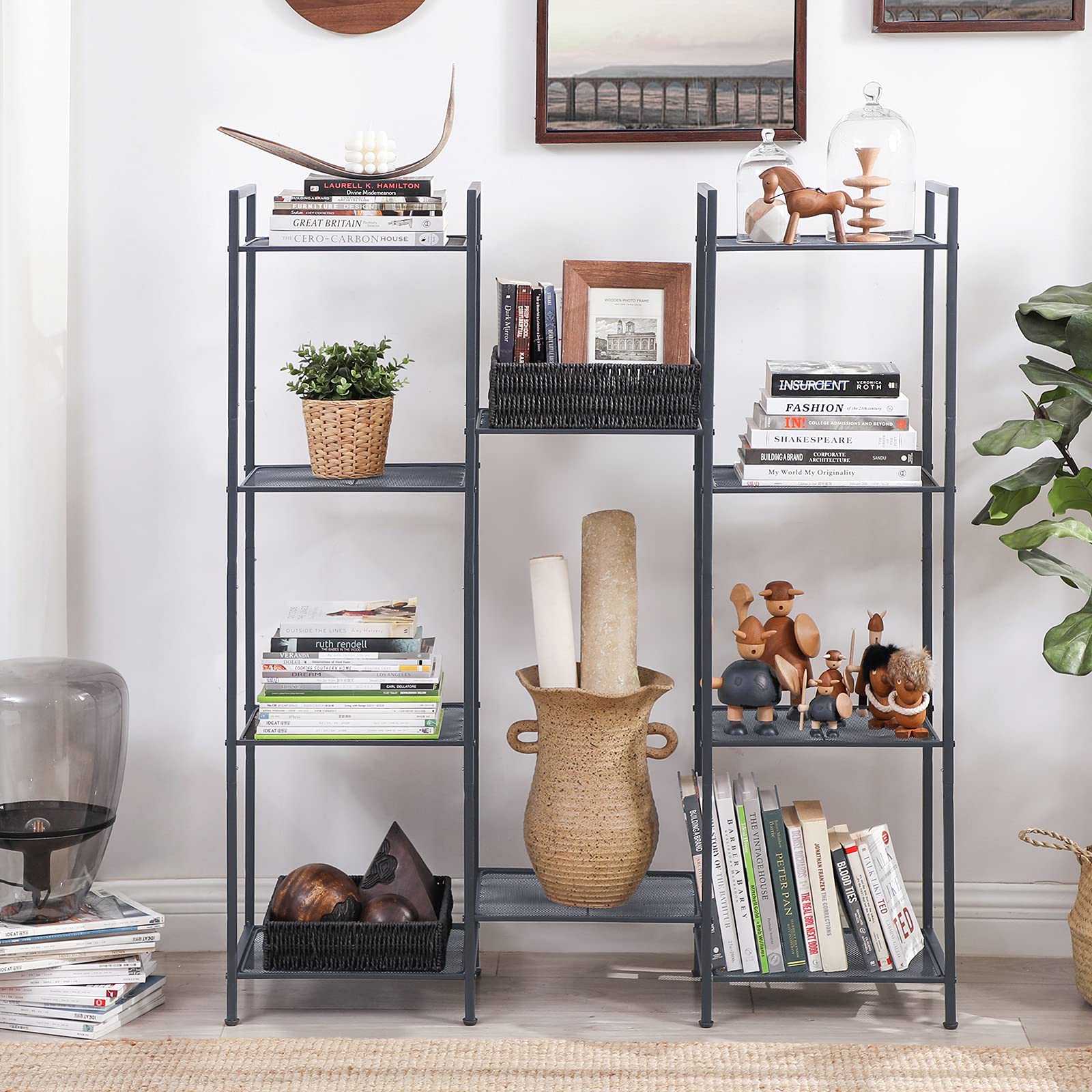 Songmics BSC35BK scaffale 5 ripiani nero 38x30x128 cm rete