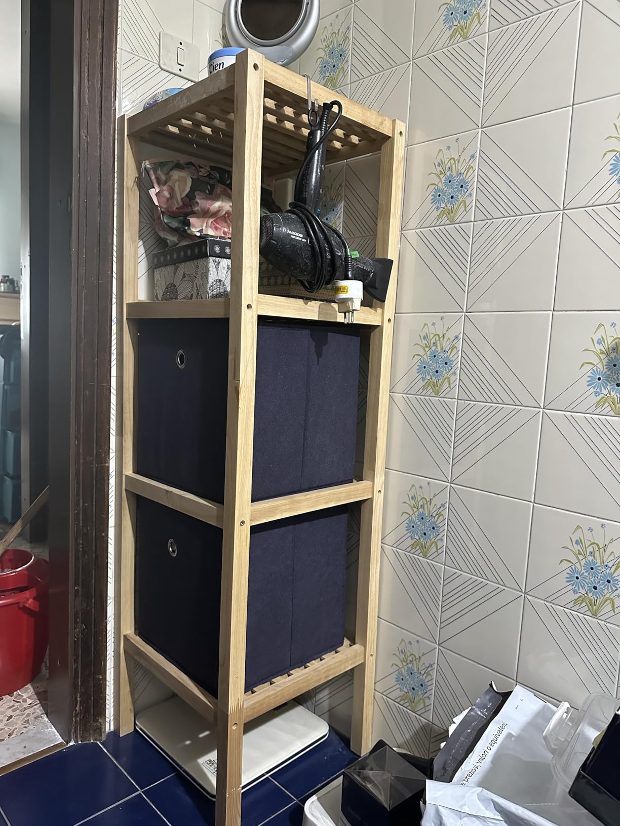 Domopak Living cubo contenitore TNT 30 cm blu con occhiello