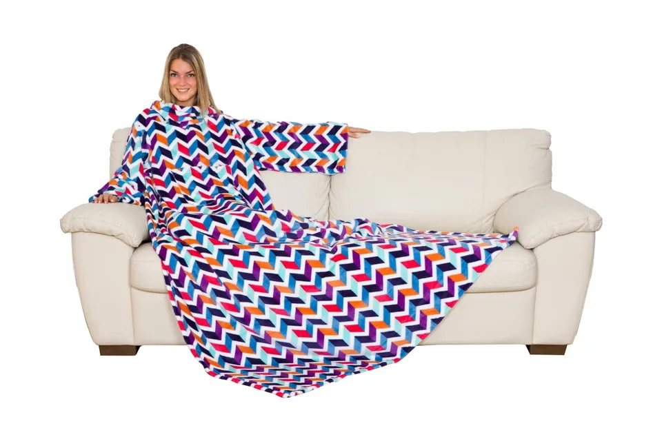 Kanguru Coperta con Maniche Righe Plaid Pile 140x210 cm