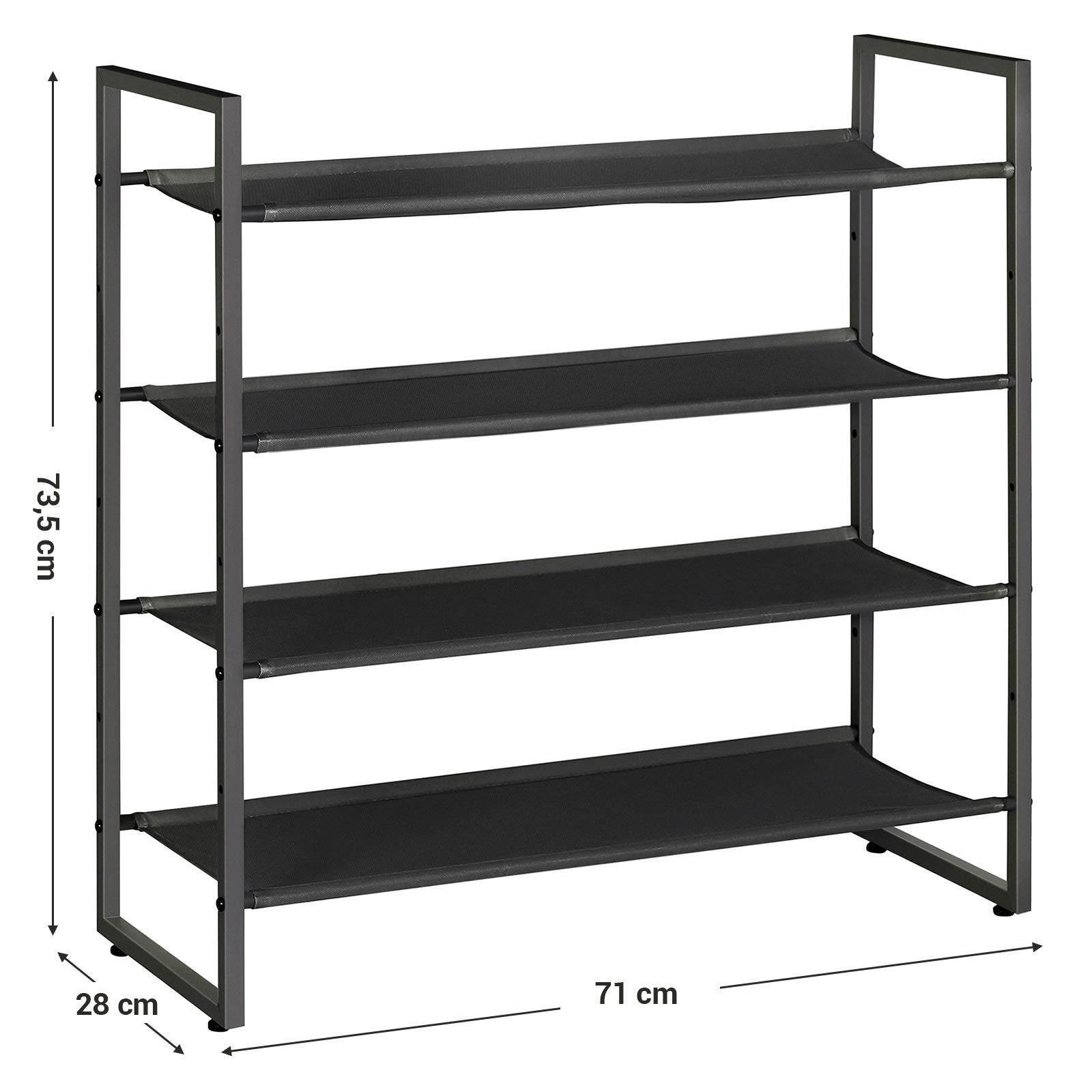 Songmics LSC04BK Scarpiera 4 Ripiani Nero 12-16 Paia