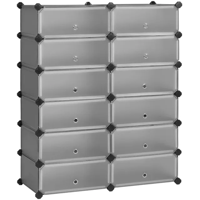 Songmics LPC026G01 scarpiera modulare 12 scomparti grigio metallo