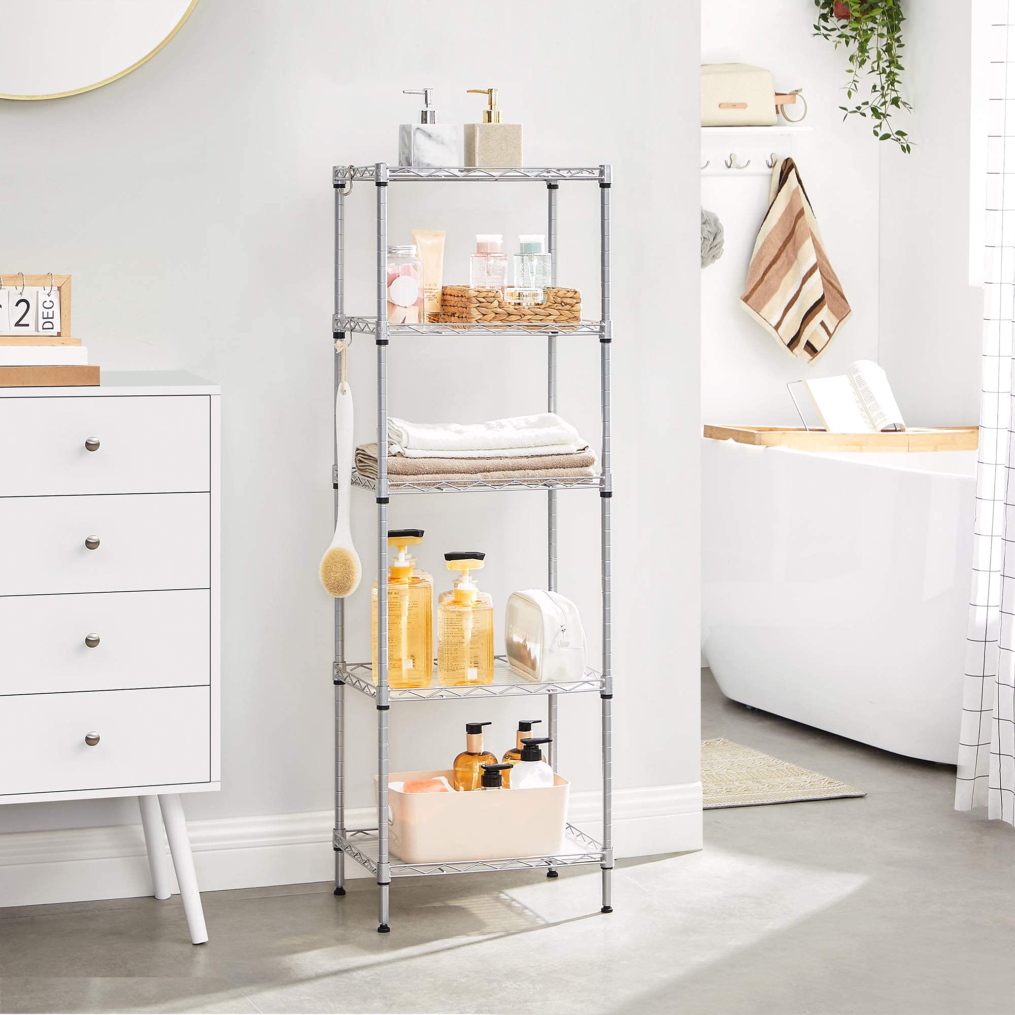 Songmics LGR115E01 scaffale cucina 5 ripiani argento