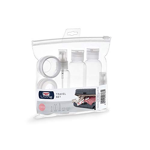 DOMO PAK LIVING Set Porta Liquidi Viaggio 7 Pezzi con Pochette