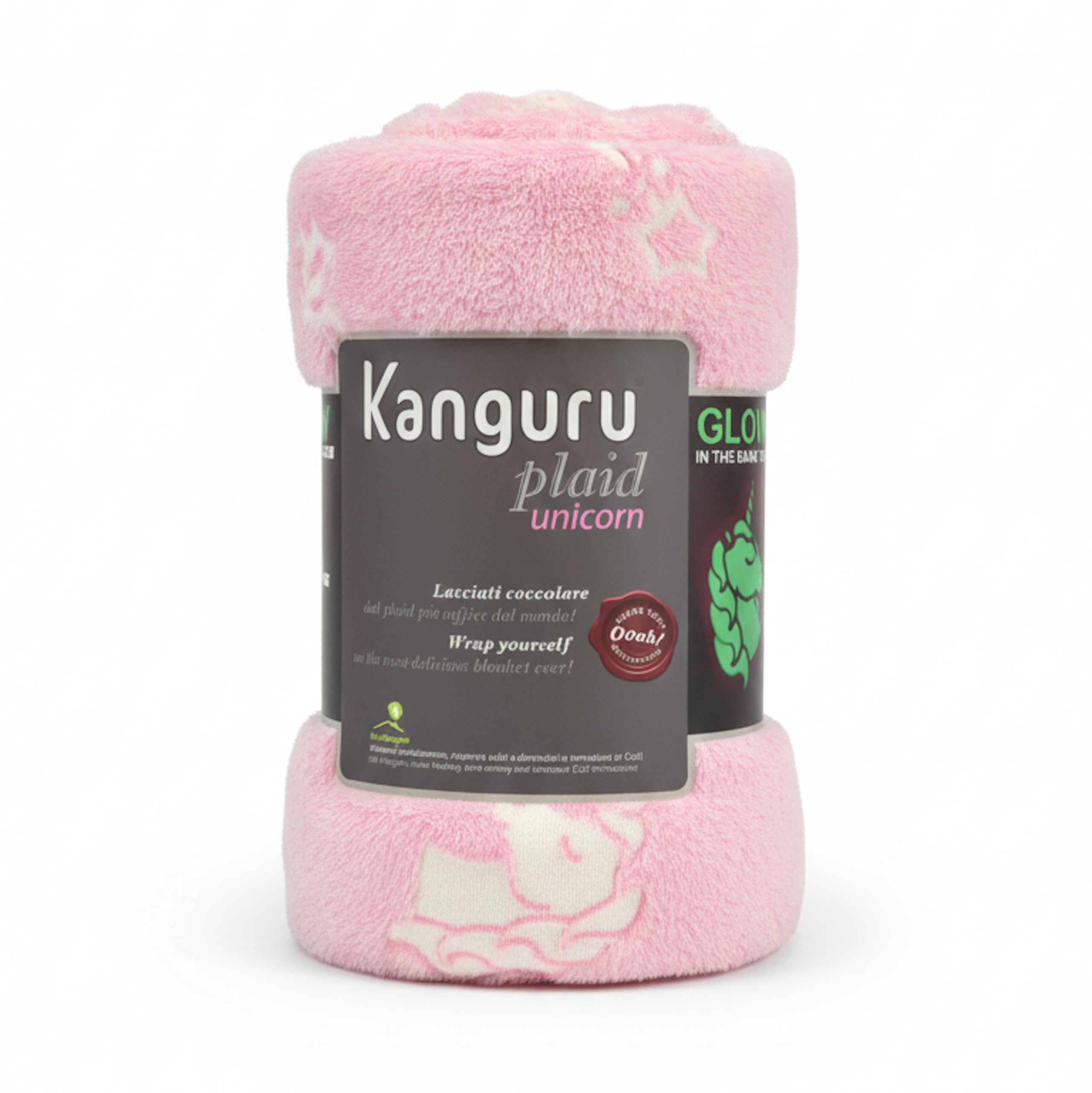 Kanguru Pigiama Party Kit Plaid 130x150 cm Rosa Unicorni 4 Pezzi