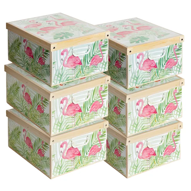 Lavatelli Fenicotteri Scatole Armadio 39x50x24 Set 6 Cartone