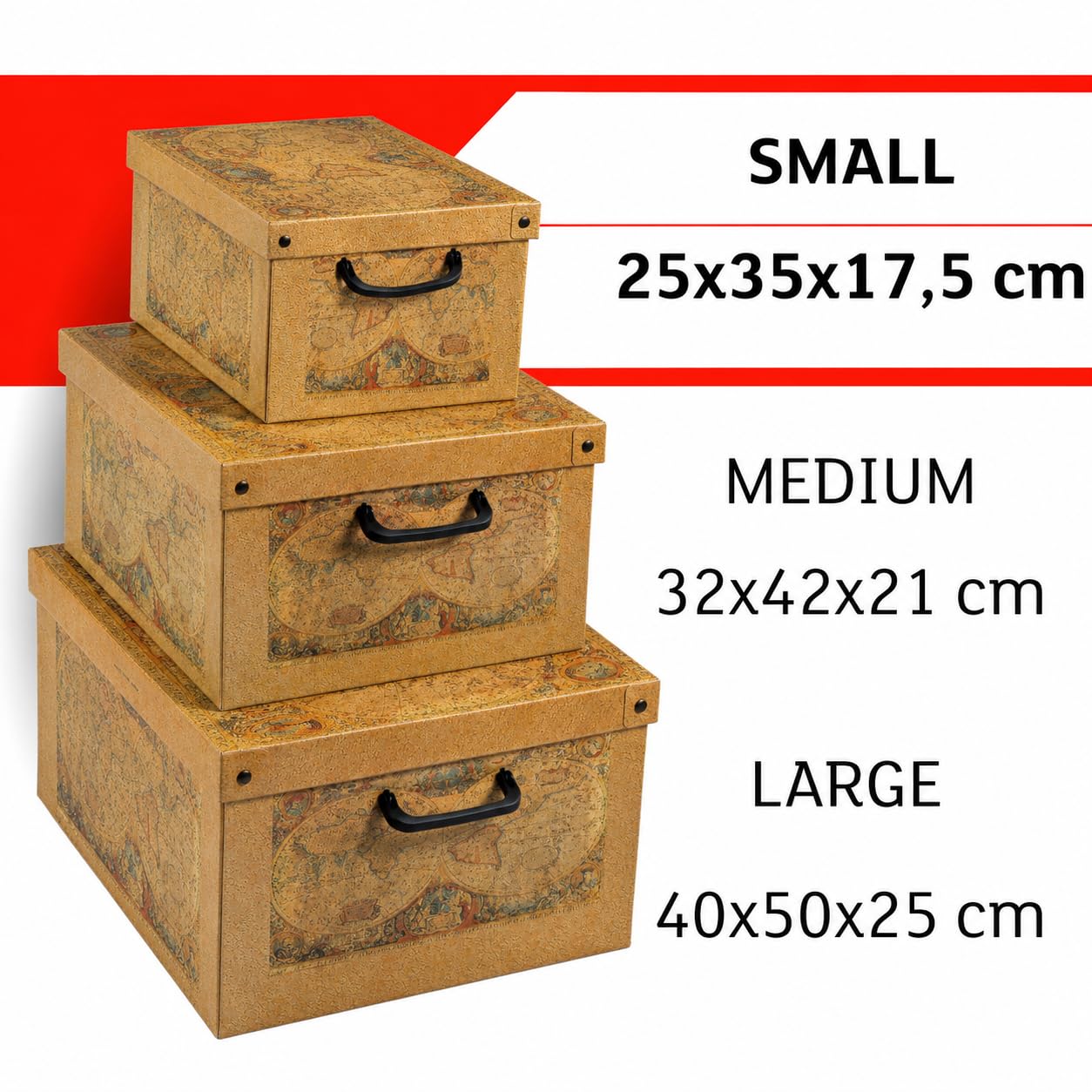 Lavatelli Marco Polo set 4 scatole cartone 35x25x17,5 cm coperchio