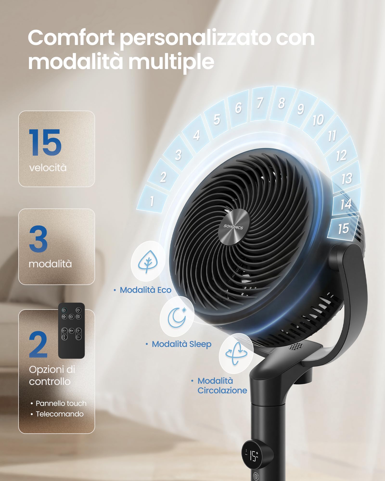 Songmics XFC002B1EU ventilatore piantana nero 20 dB