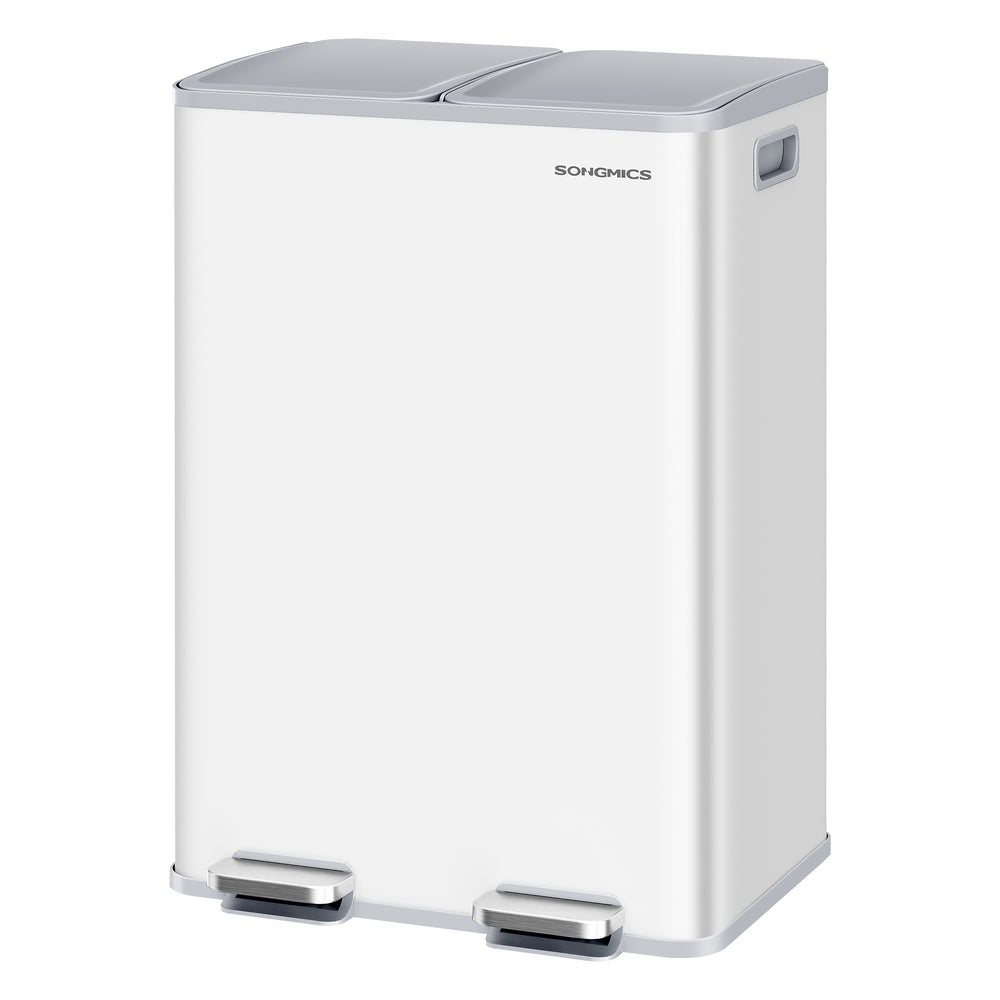 Songmics ULTB741B01 Pattumiera Doppia 60L Acciaio Pedale