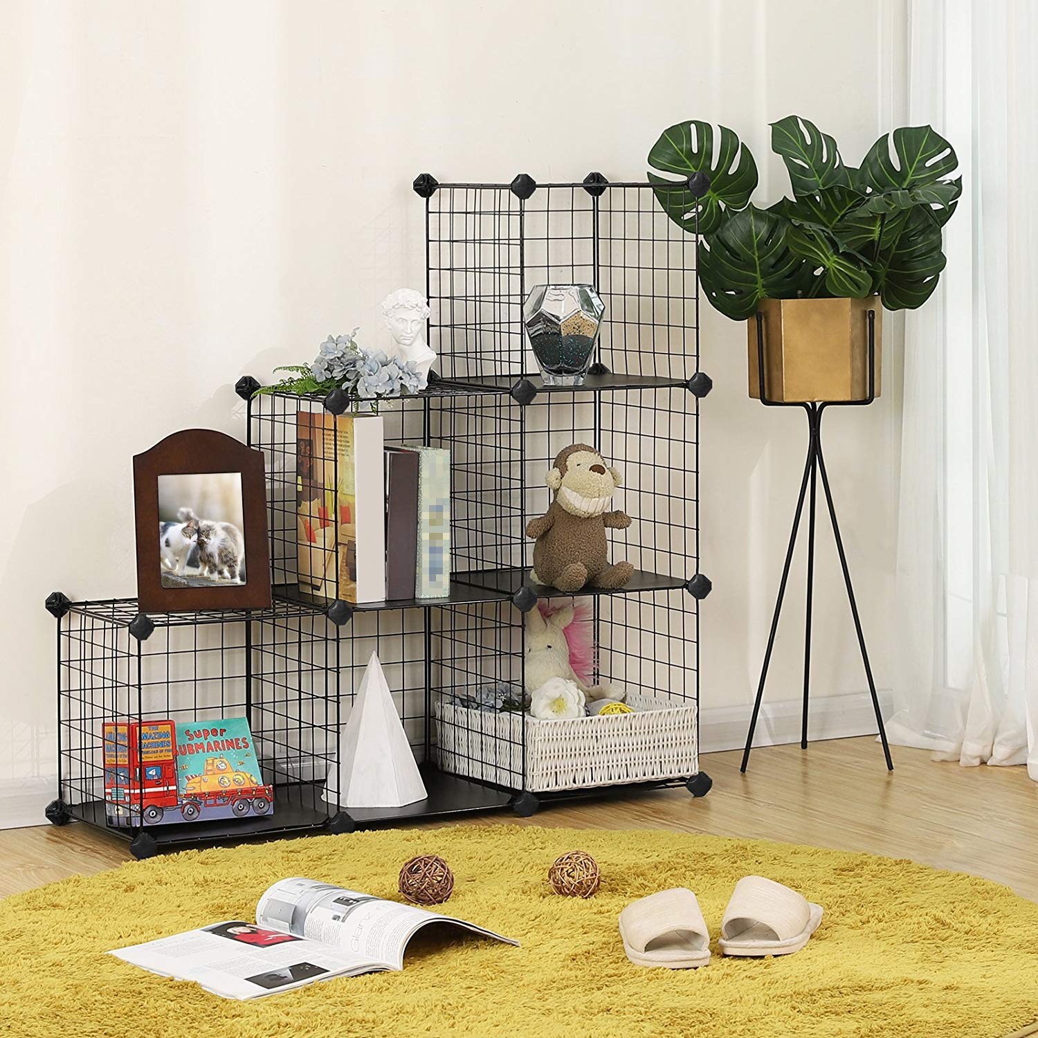 Songmics LPI111H Scaffale 6 Cubi Nero 31x63x93 cm