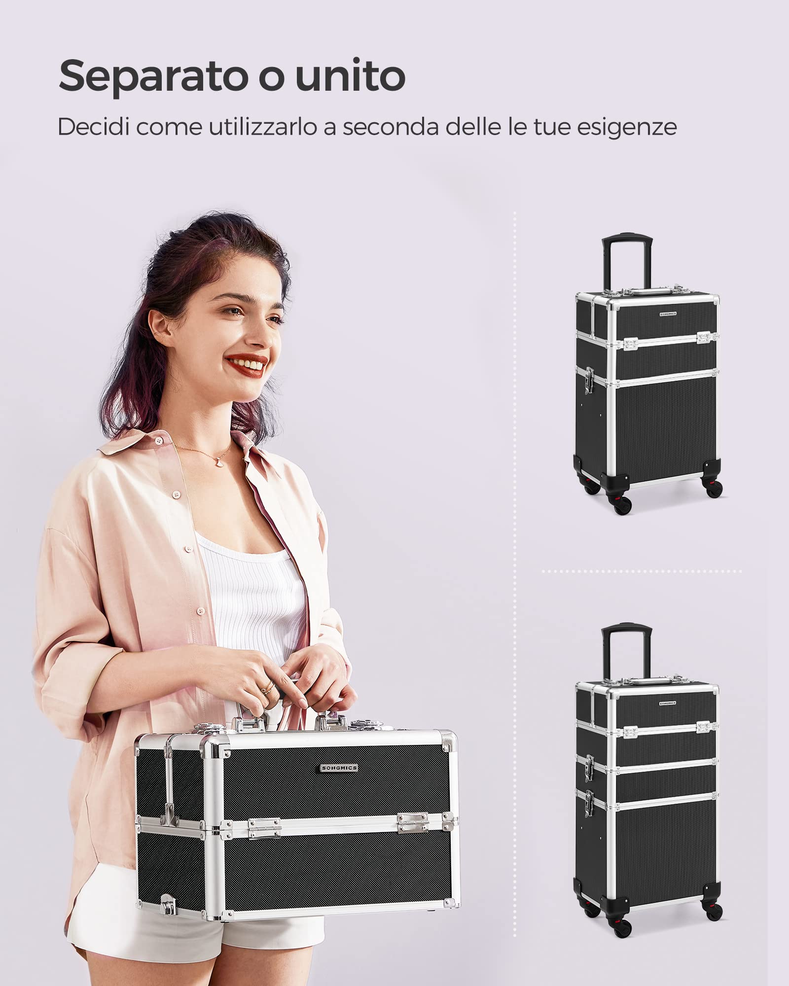 Songmics JHZ11BK Trolley Trucchi 4 Livelli Nero