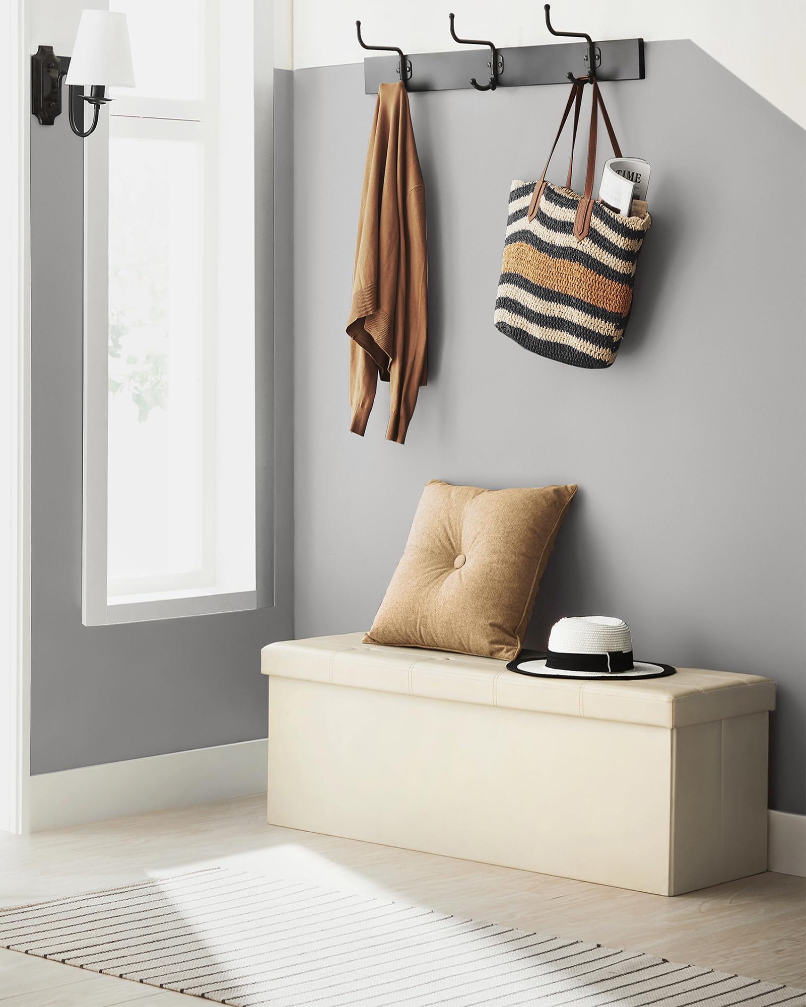 Songmics LSF70M cassapanca contenitore 110 cm beige 120L