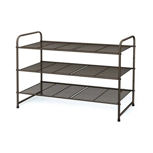 Simple Trending Scarpiera 3 Ripiani 68x29x50 cm Bronzo Metallo