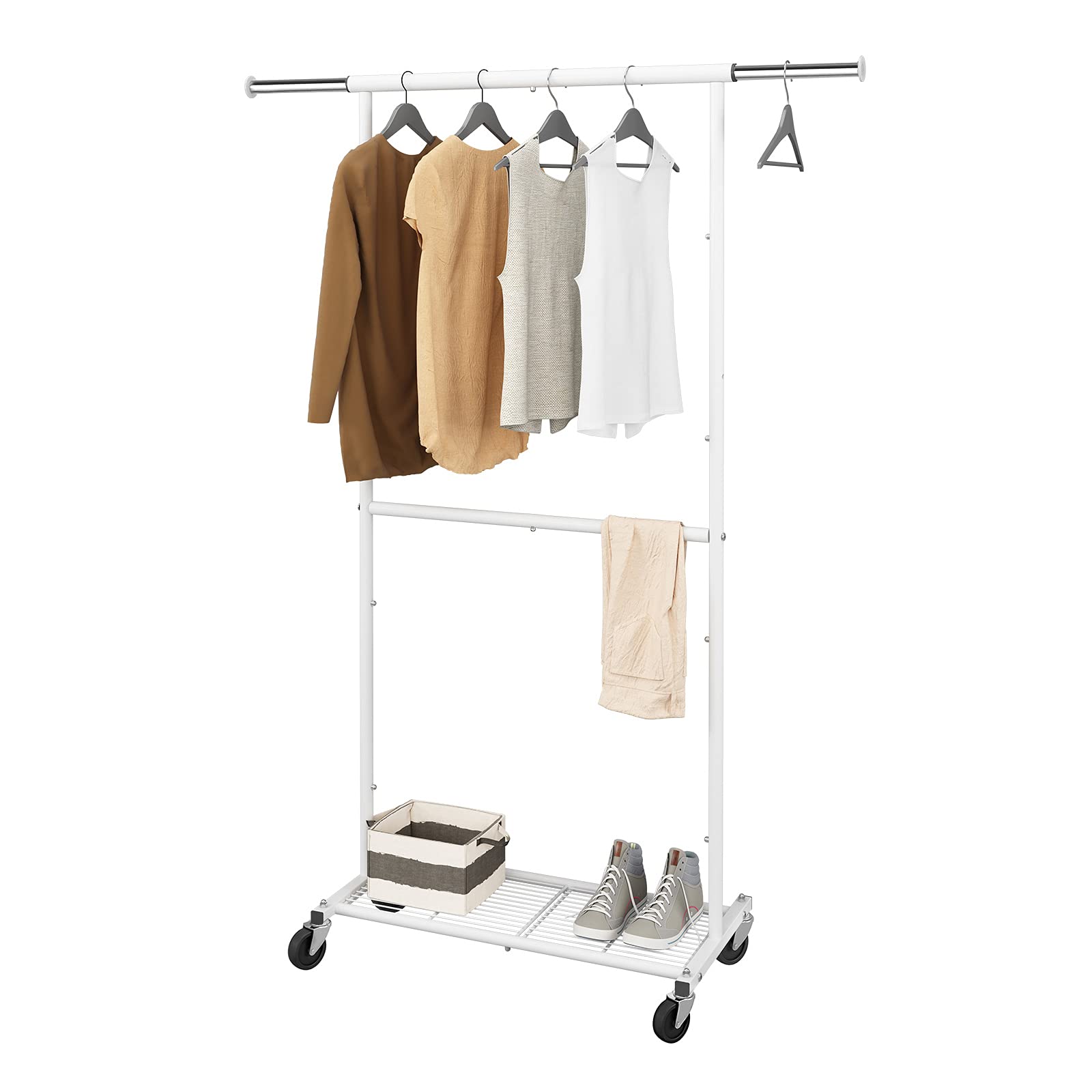 Simple Trending Standard stender appendiabiti bianco con ruote