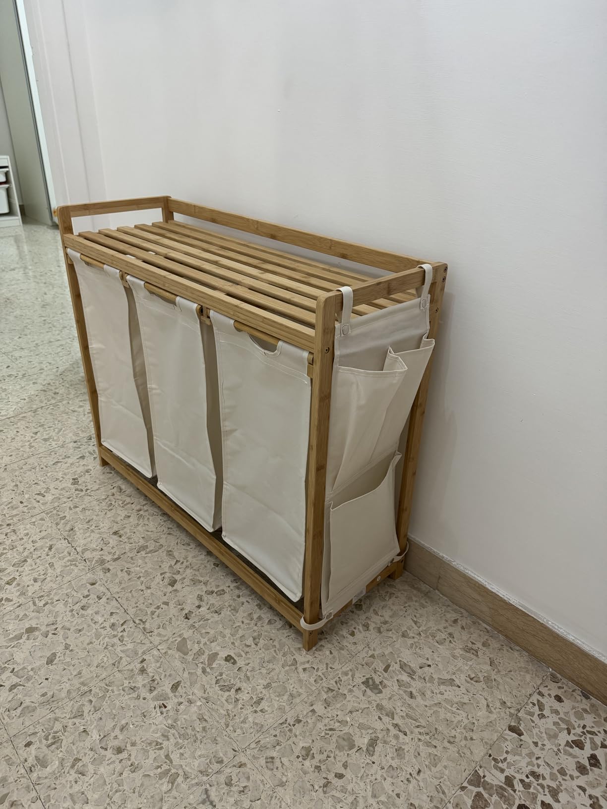 Songmics RLH100W01 cesto biancheria bambù 100L 2 scomparti