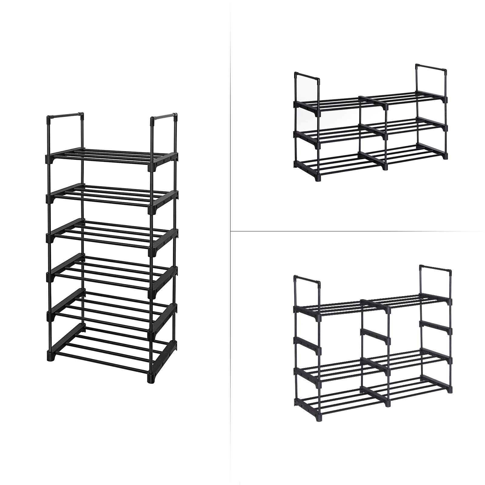 Songmics LSA23BK scarpiera 6 ripiani 45x30x106 cm nero metallo