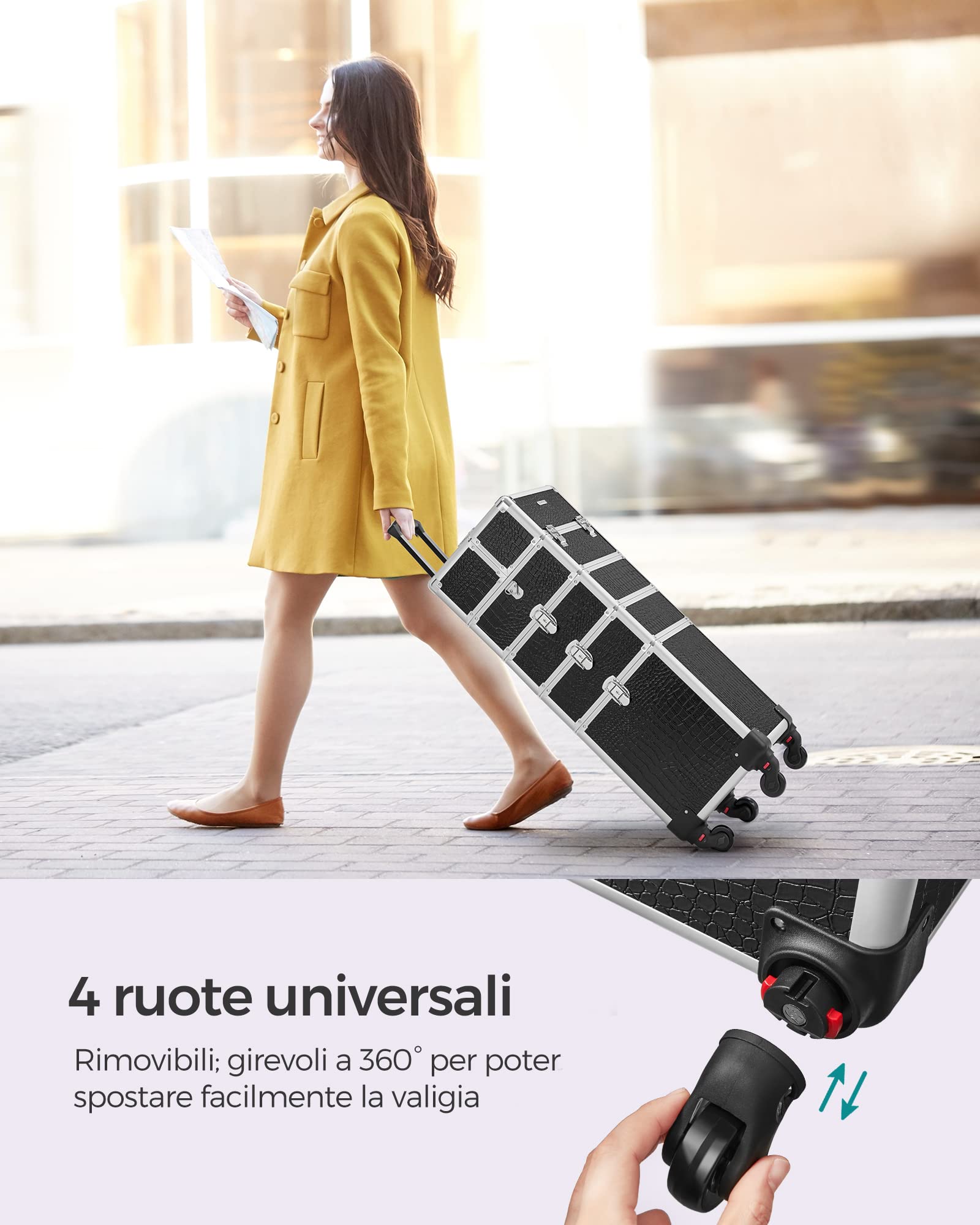 Songmics JHZ06B Trolley Make Up Nero 4in1 35x25x79