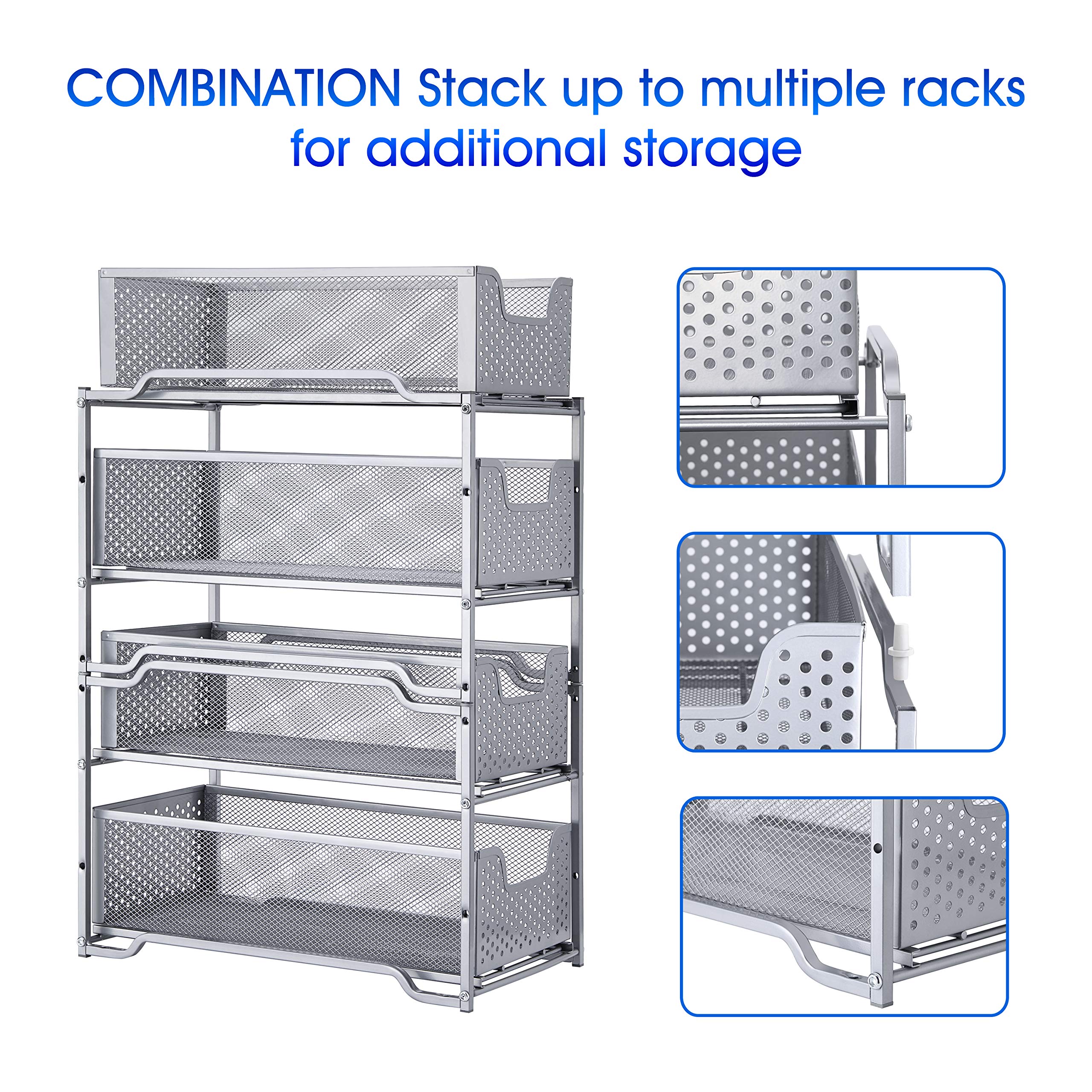 Simple Trending organizer sottolavello argento 2 ripiani scorrevoli