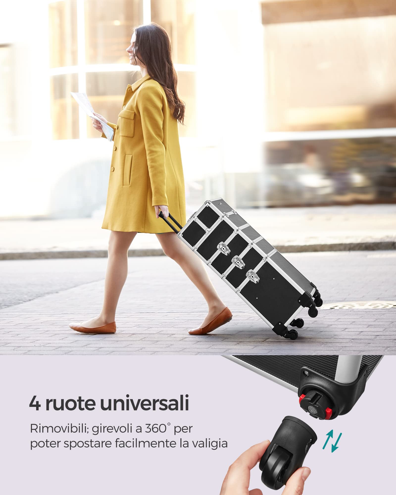 Songmics JHZ11BK Trolley Trucchi 4 Livelli Nero