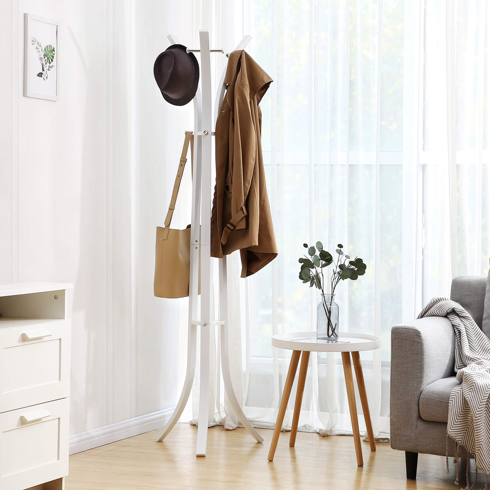Songmics RCR01W Appendiabiti da Terra Bianco 9 Ganci 176 cm