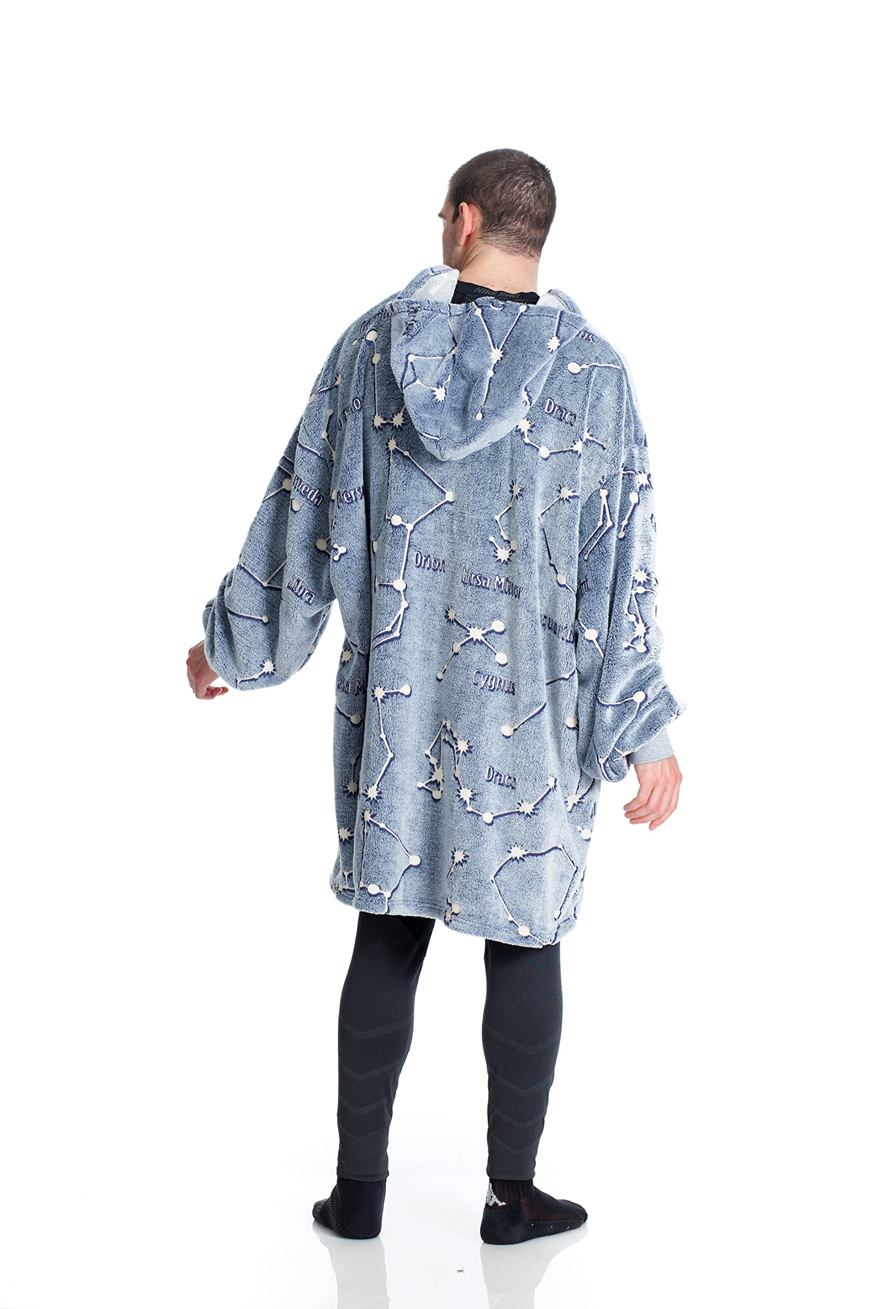 Kanguru Felpa Coperta Cappuccio Stelle Blu Glow 90x95