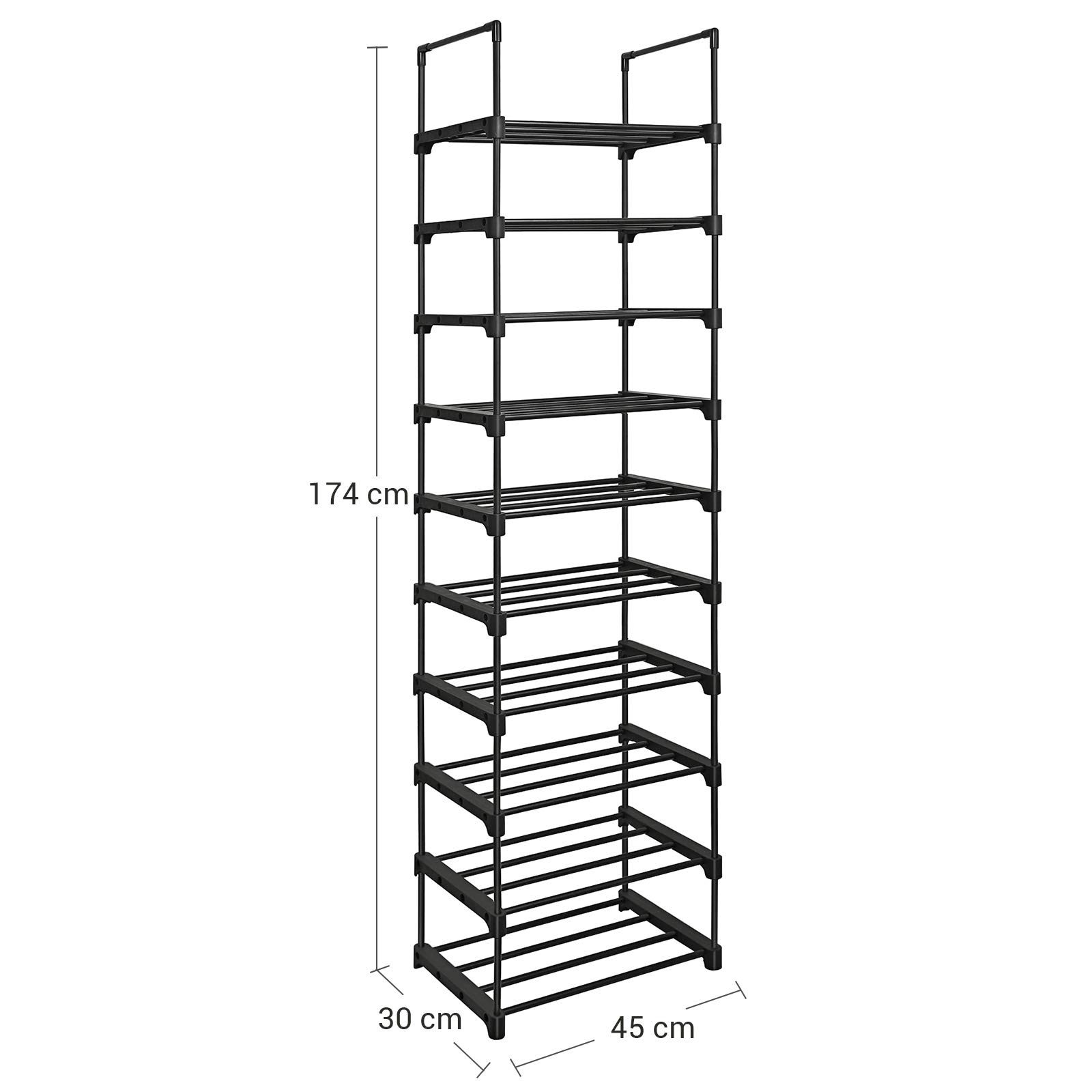 Songmics Scarpiera 10 Ripiani 45x30x174 cm Set da 2 Metallo