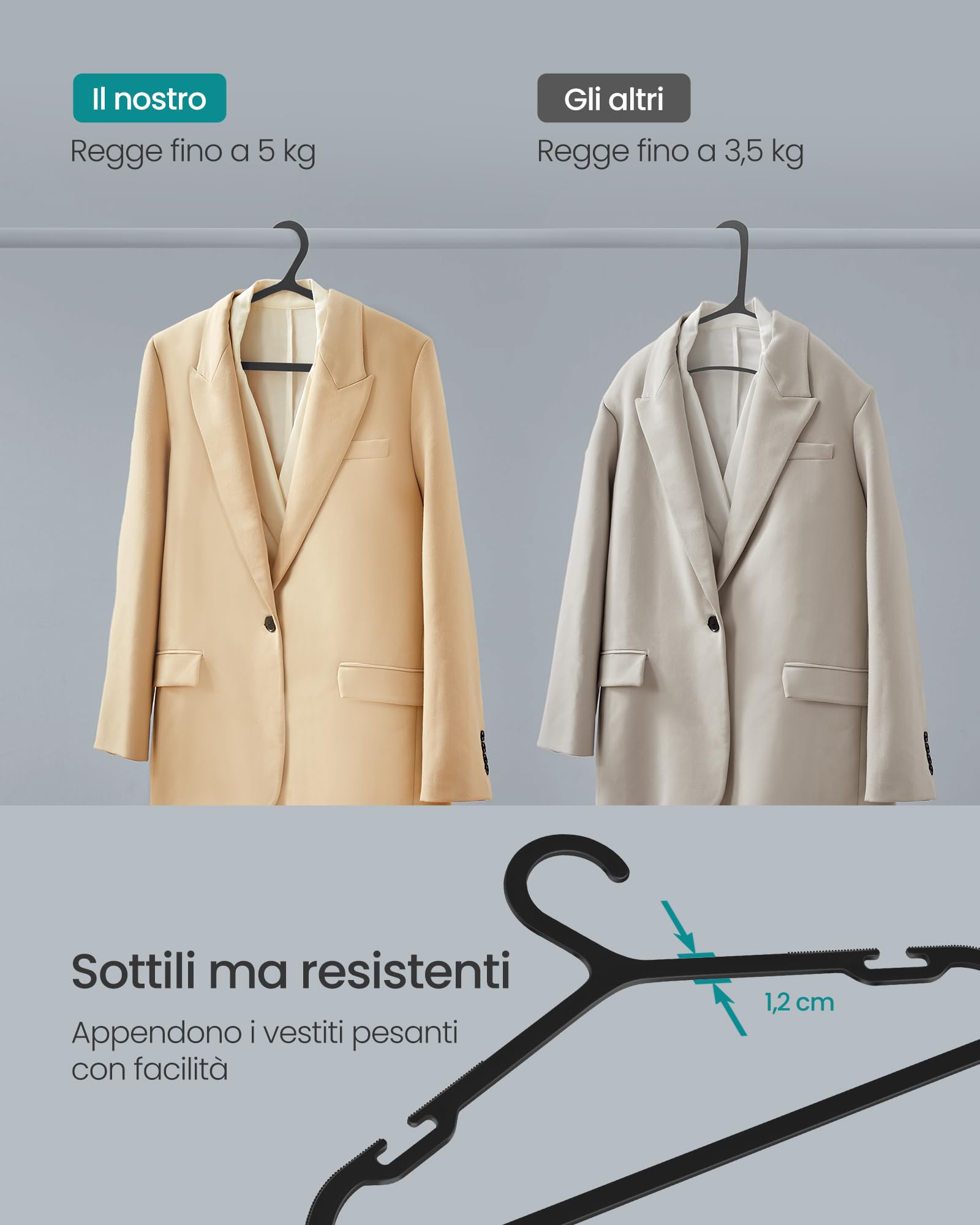 Songmics CRP010B01 grucce 50 pezzi nero salvaspazio
