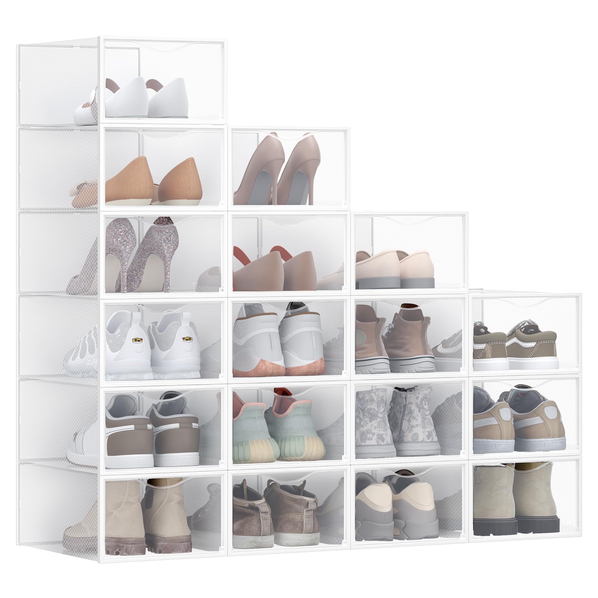 Songmics LSP312B01 scatole scarpe trasparenti 12 pezzi nere