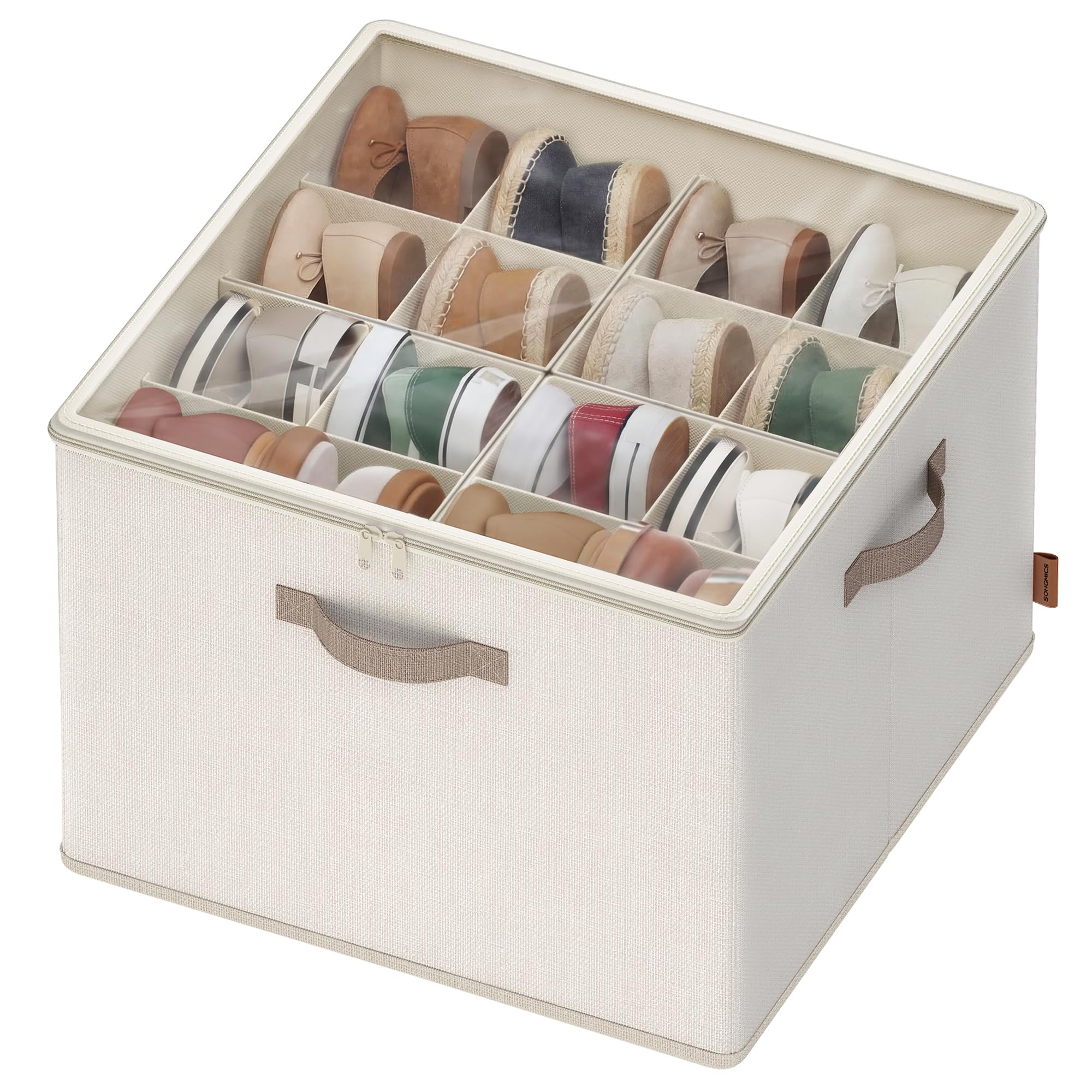 Songmics LSP621LH01 organizer scarpe 16 paia beige cappuccino