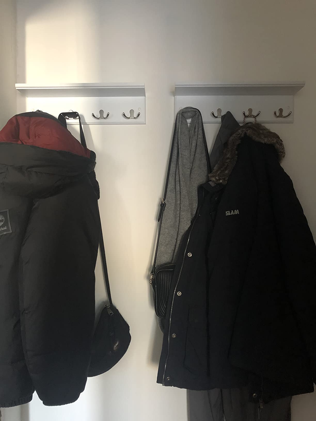 Songmics LHR42WT appendiabiti parete bianco 40 cm con mensola 4 ganci