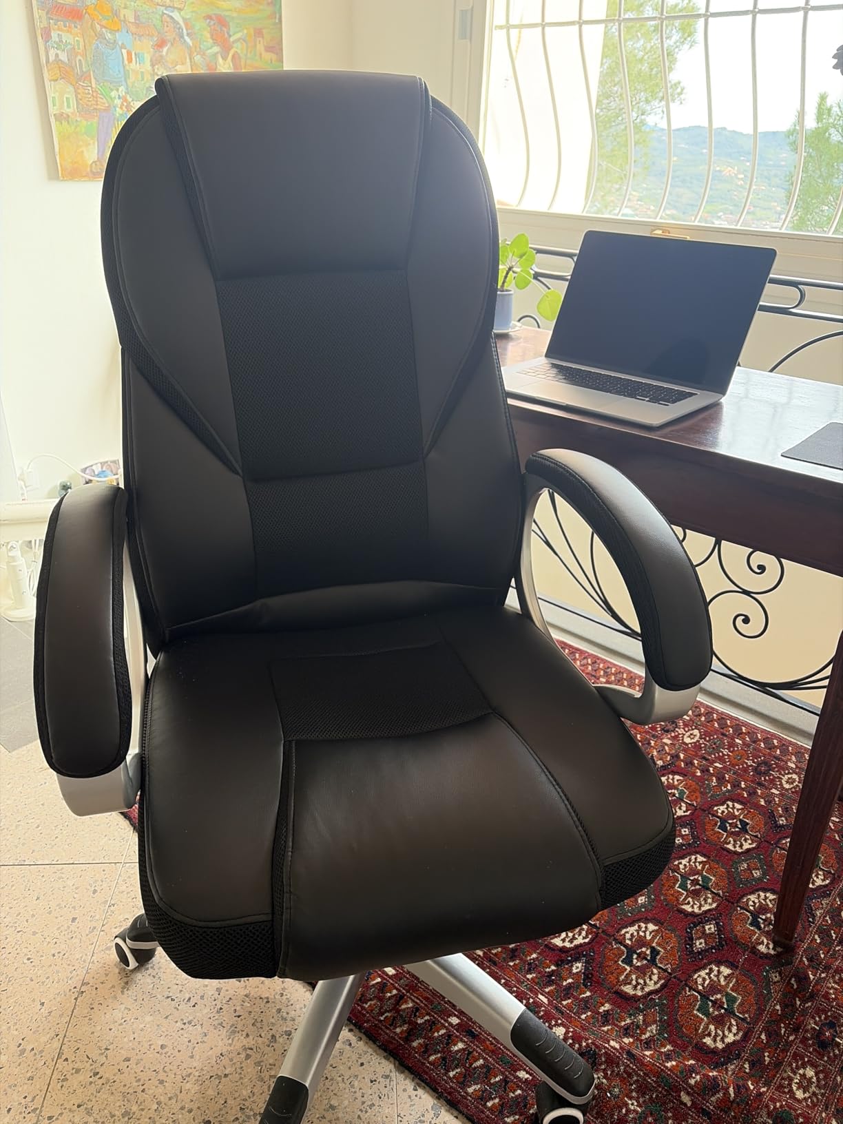 Songmics sedia ufficio girevole nero similpelle 150 kg