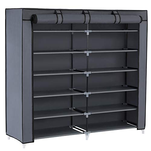 Songmics RXJ12G Scarpiera 7 Ripiani Grigia 36 Paia Antipolvere