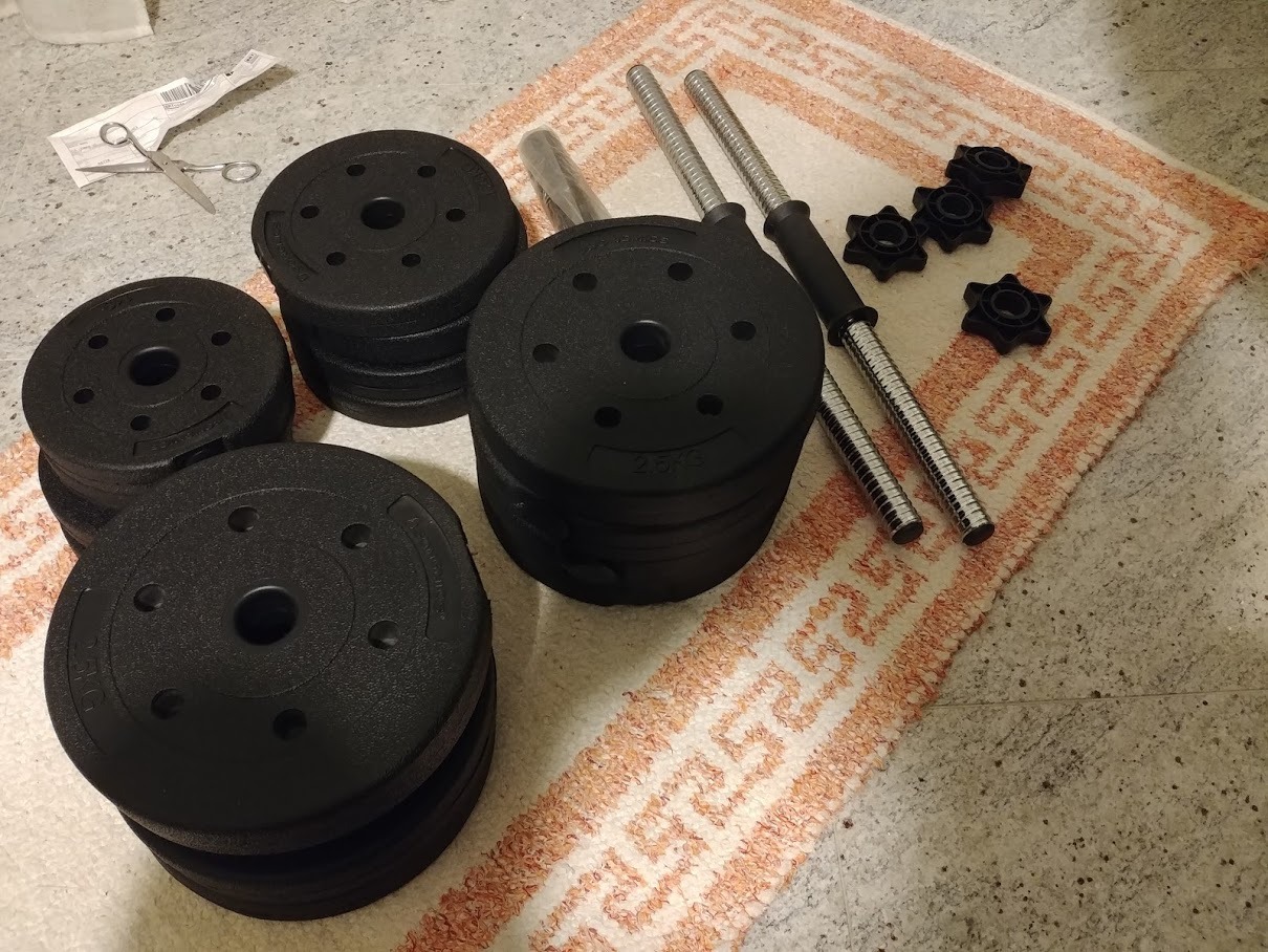 Songmics 2 in 1 Set Manubri 2 x 15 kg Nero Regolabile
