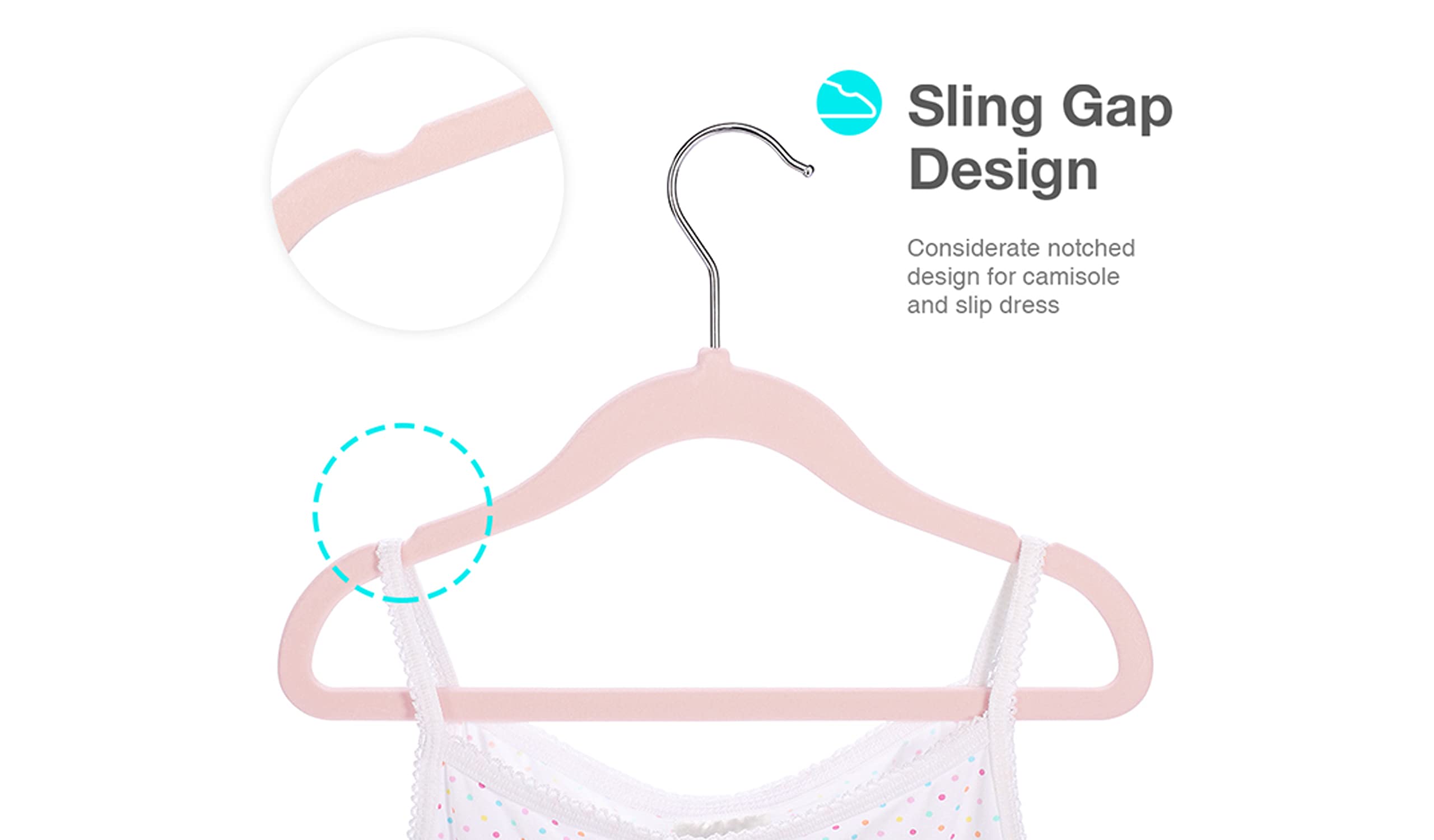 Ediesi grucce bambino velluto rosa antiscivolo 10 pezzi