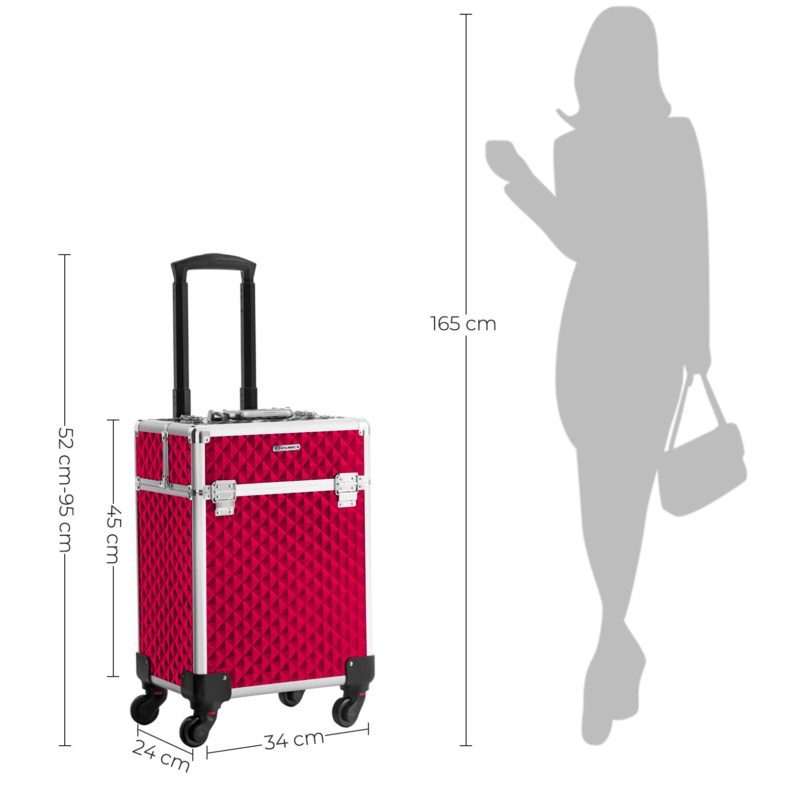 Songmics Valigia Trucco Trolley Make Up 4 Ruote 4 Vassoi
