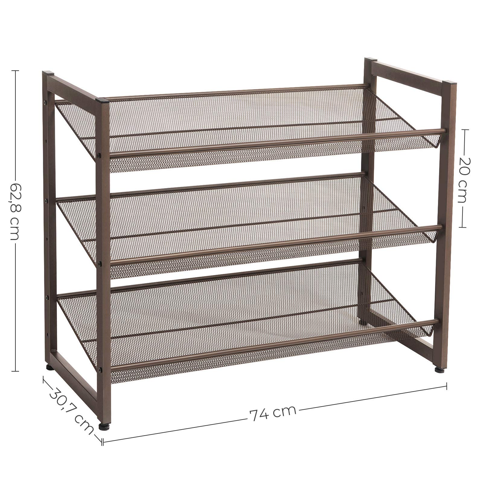 Songmics LMR003K01 Scarpiera Metallo 3 Ripiani Bronzo 74 cm